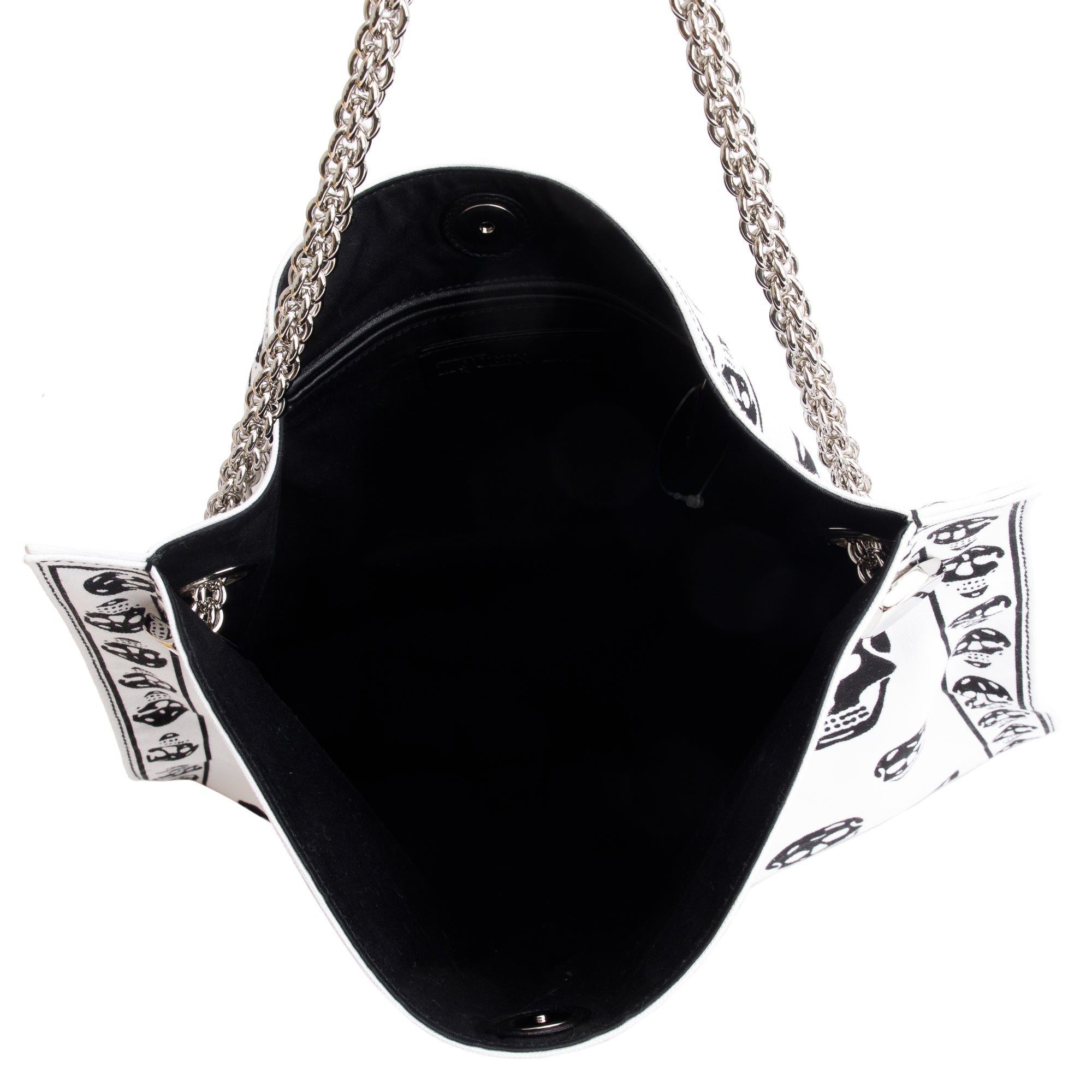 Alexander McQueen White Black Canvas Skull Tote