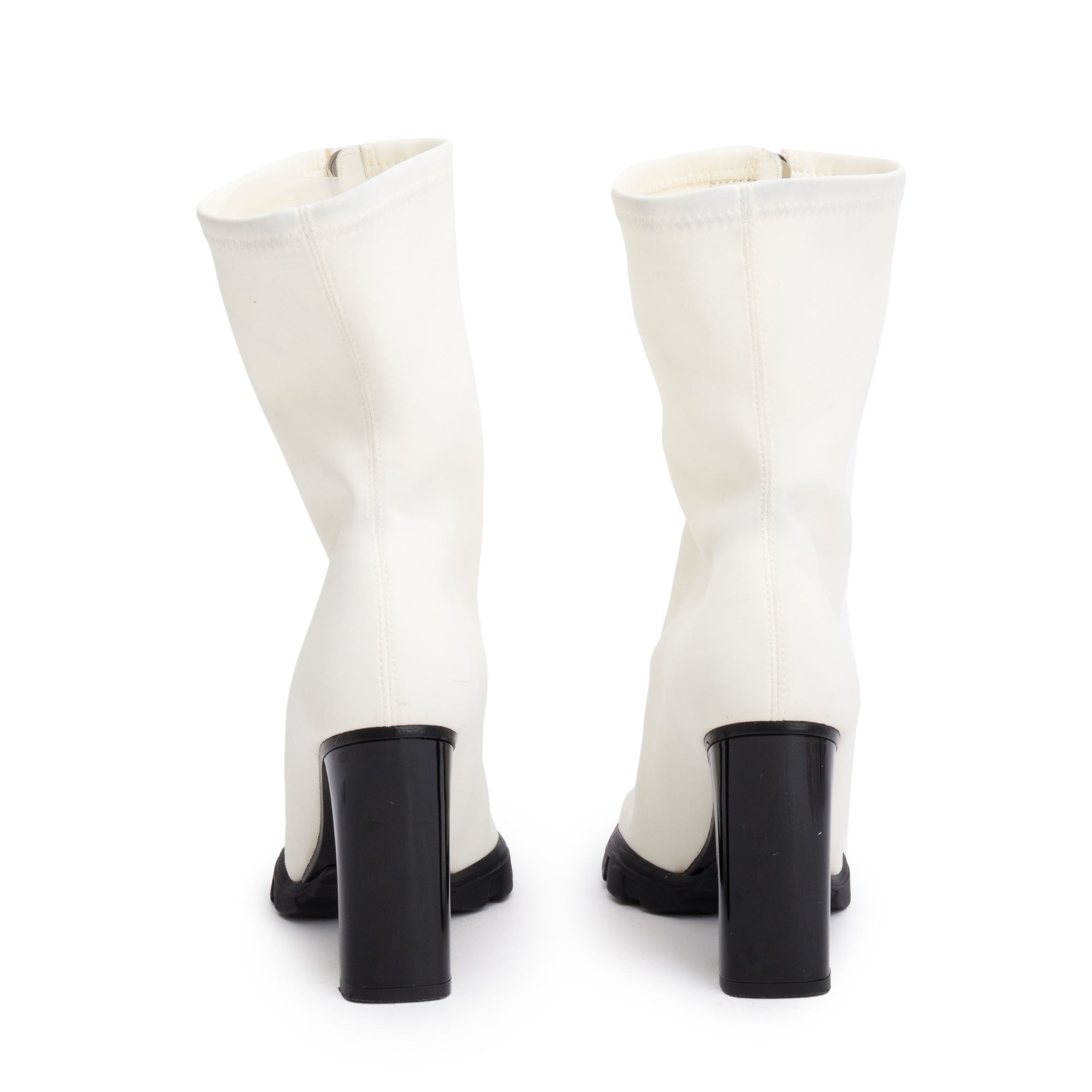Alexander McQueen White Neoprene Mid-Calf Sock Boots, Size 37