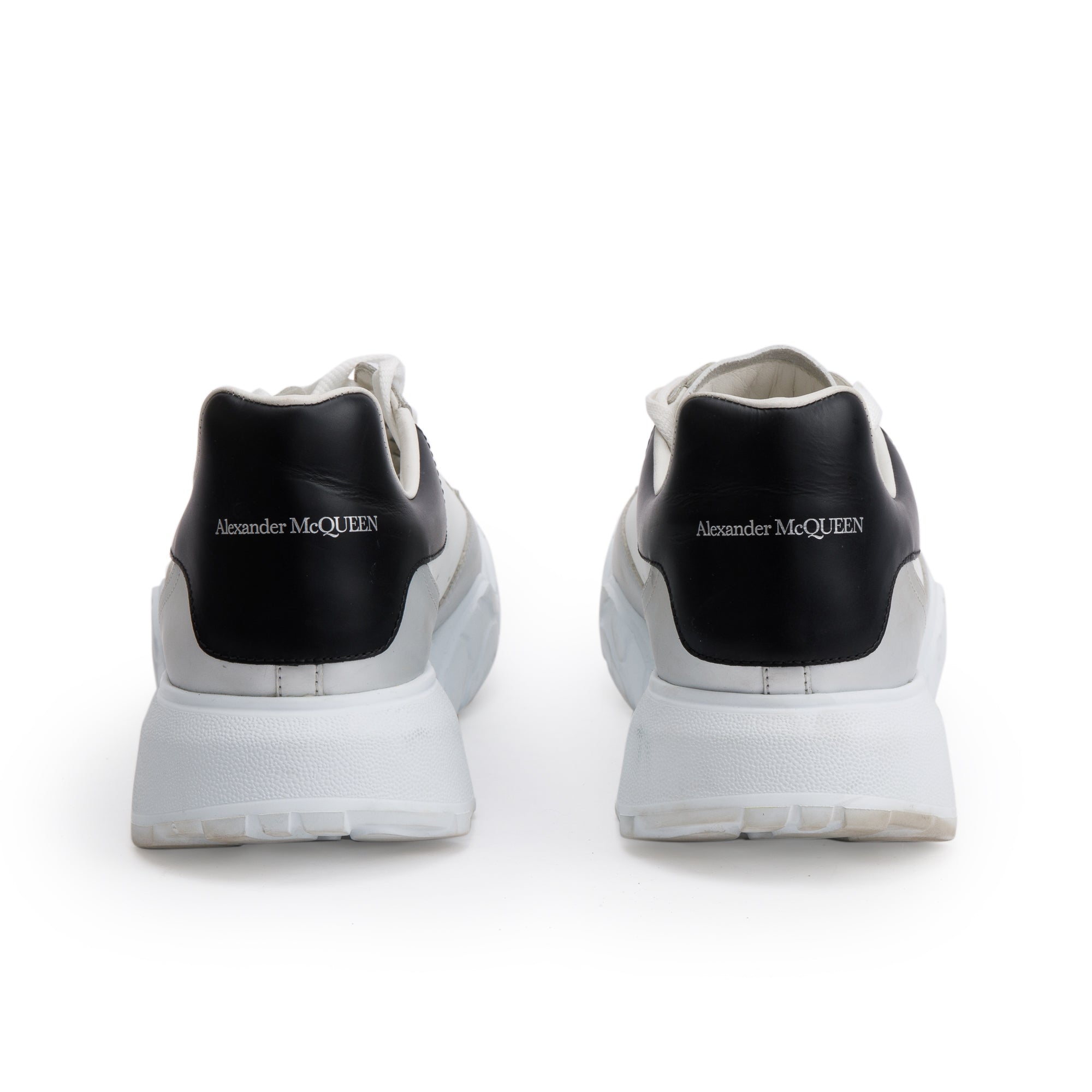 Alexander McQueen White/Black Calfskin Leather Oversized Sneakers, Size 42