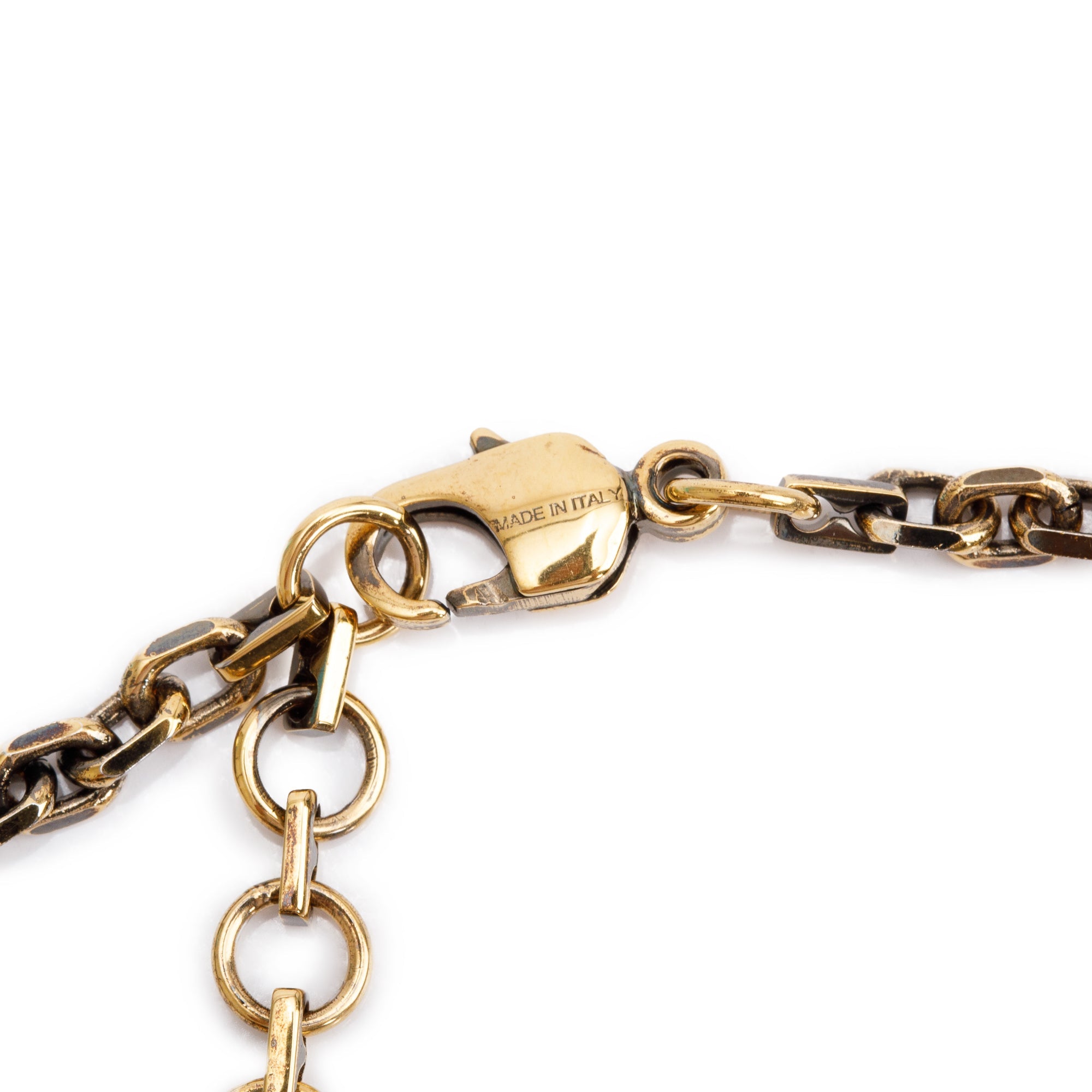 Alexander Mcqueen Antique Gold Tone Pearly Skull Necklace w/ Box