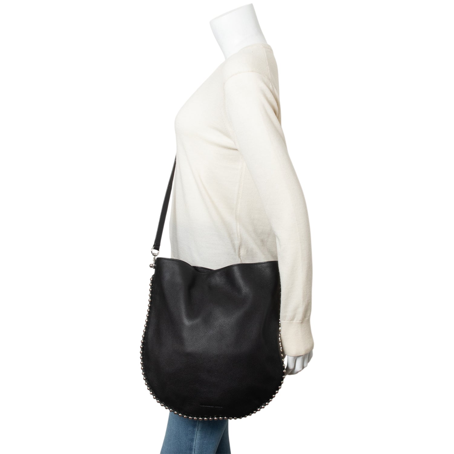 Alexander Wang Black Calfskin Leather Roxy Shoulder Bag w/ Pouch