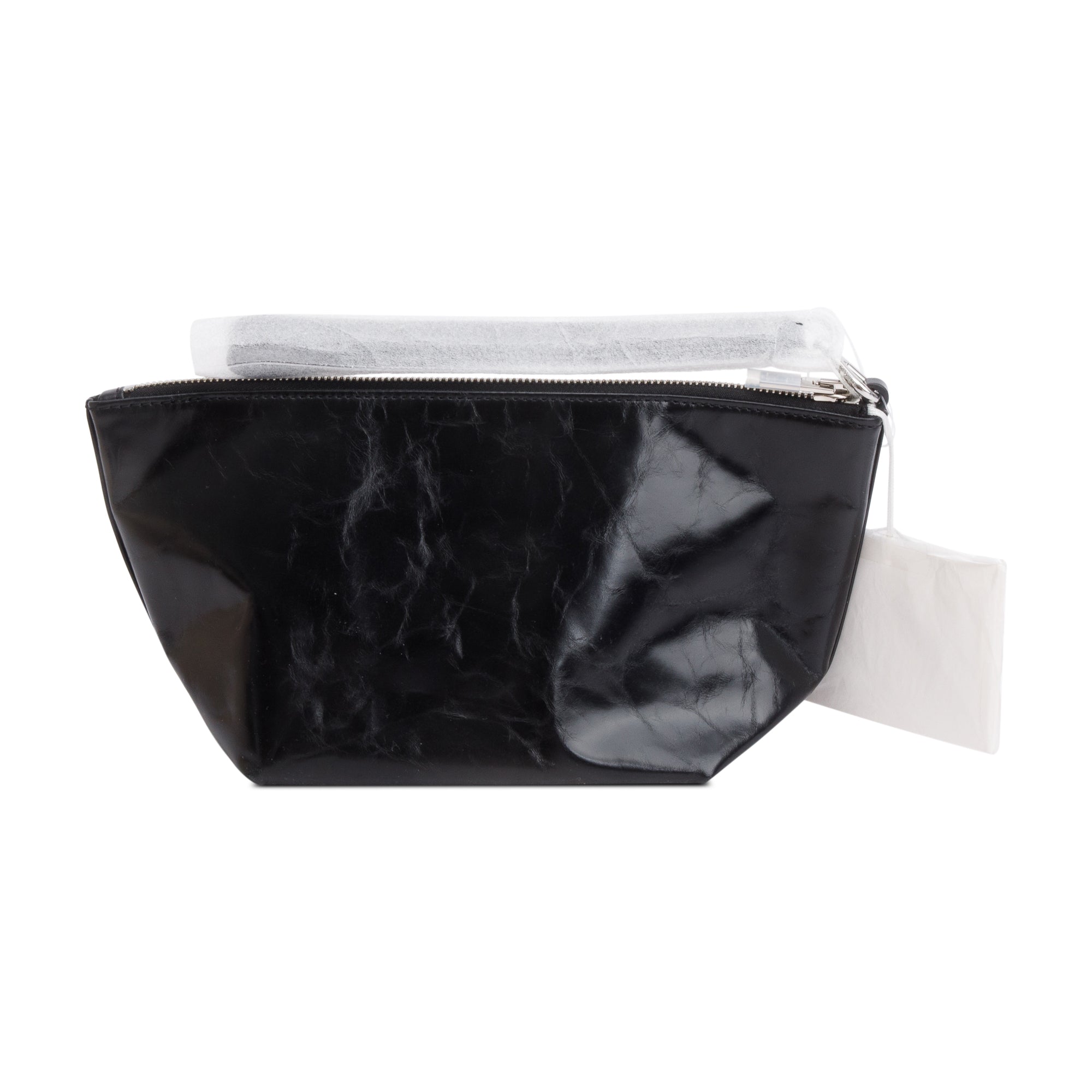 Alexander Wang Black Crackle Patent Leather Punch Wristlet Pouch