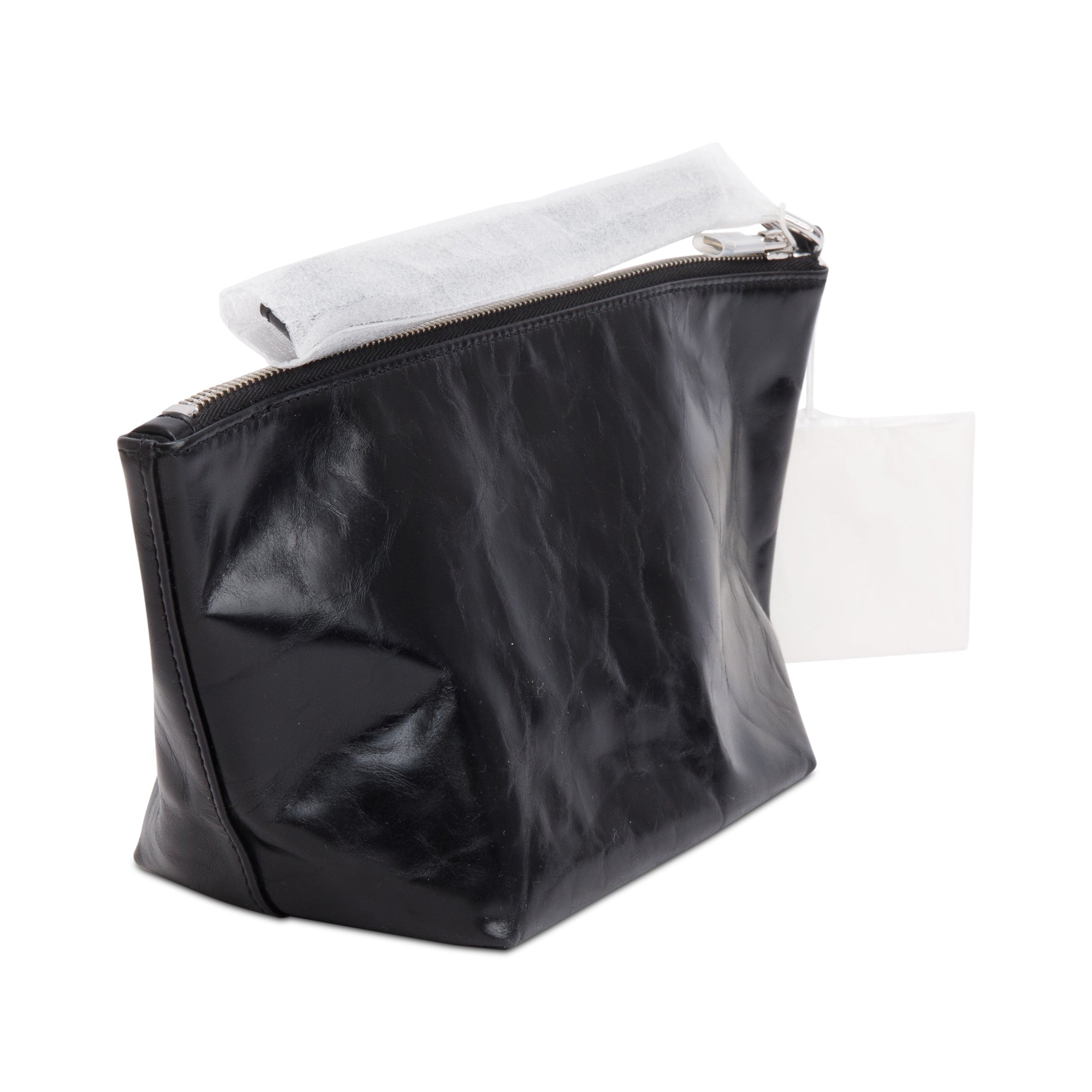 Alexander Wang Black Crackle Patent Leather Punch Wristlet Pouch