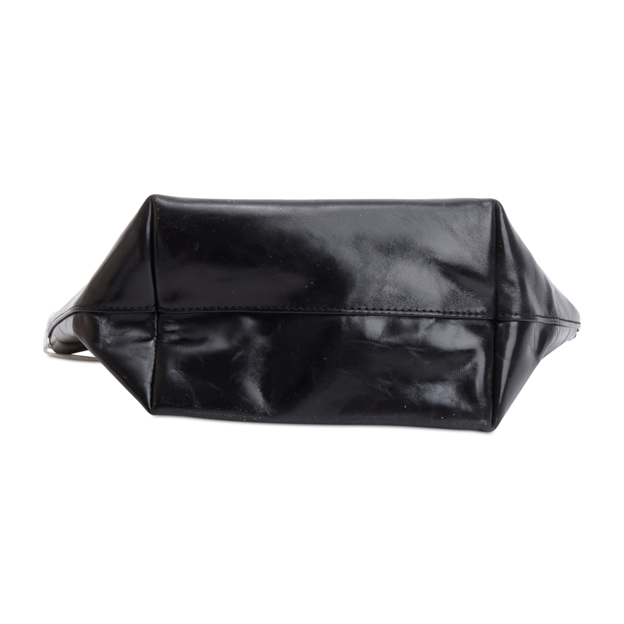 Alexander Wang Black Crackle Patent Leather Punch Wristlet Pouch