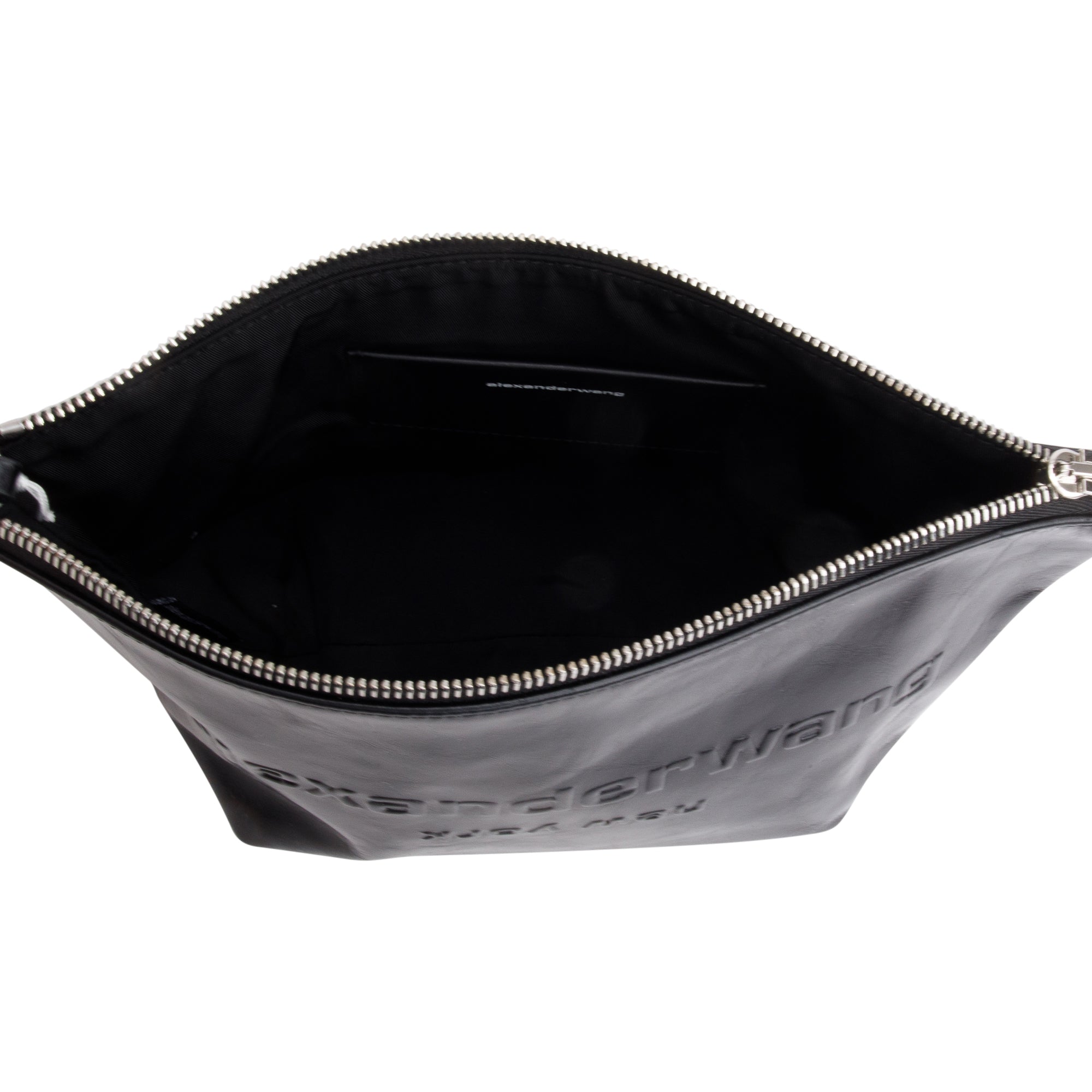 Alexander Wang Black Crackle Patent Leather Punch Wristlet Pouch