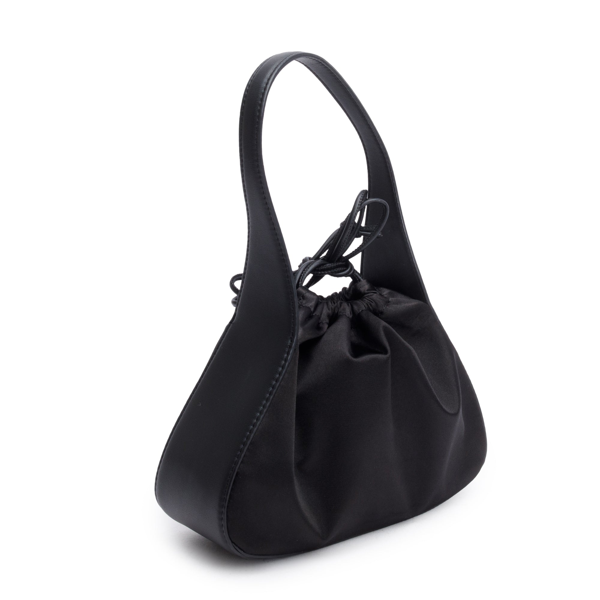 Alexander Wang Black Satin Calfskin Leather Small Ryan Drawstring Bag