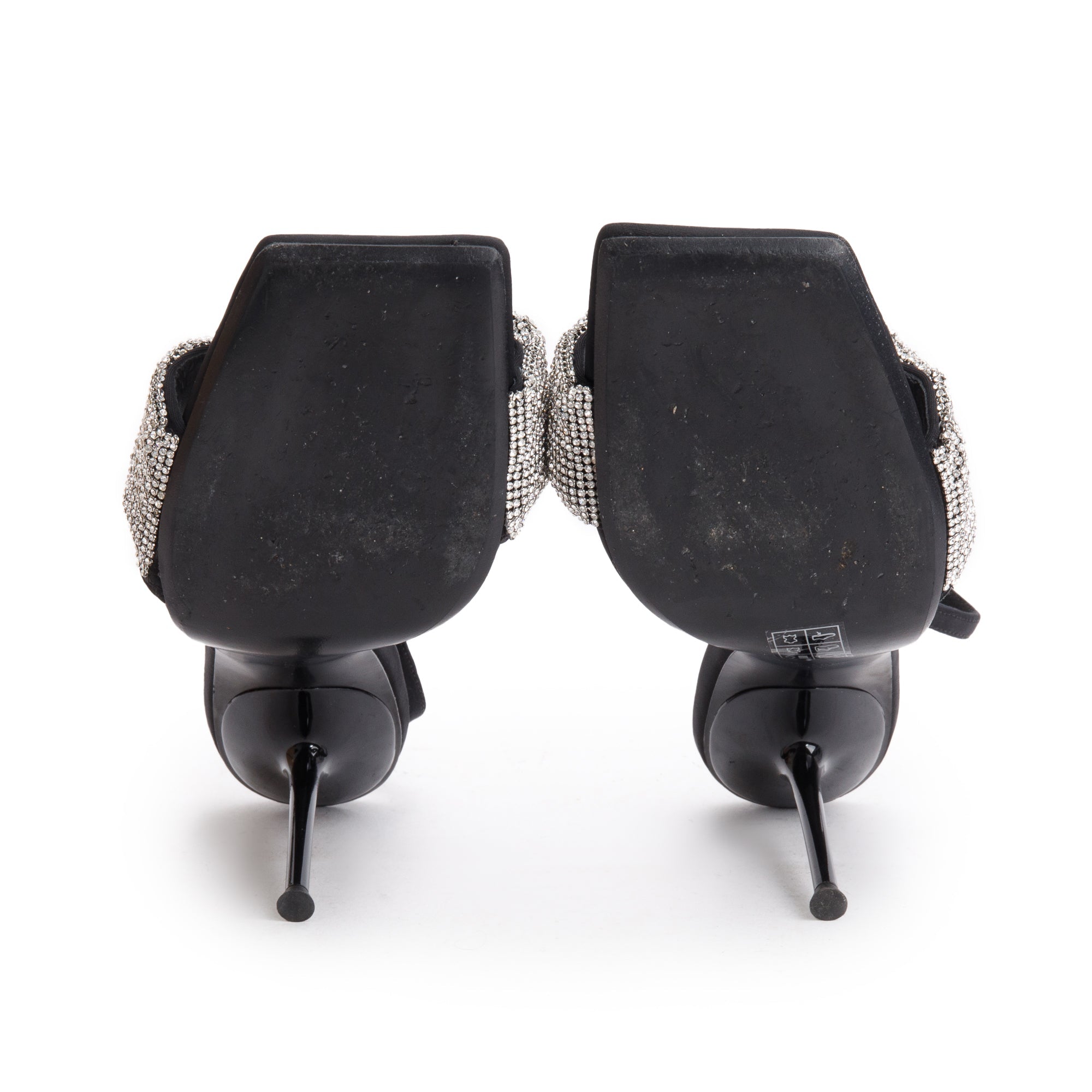 Alexander Wang Black Satin & Crystal Julie Scrunchie Sandals, Size 40 w/ Box