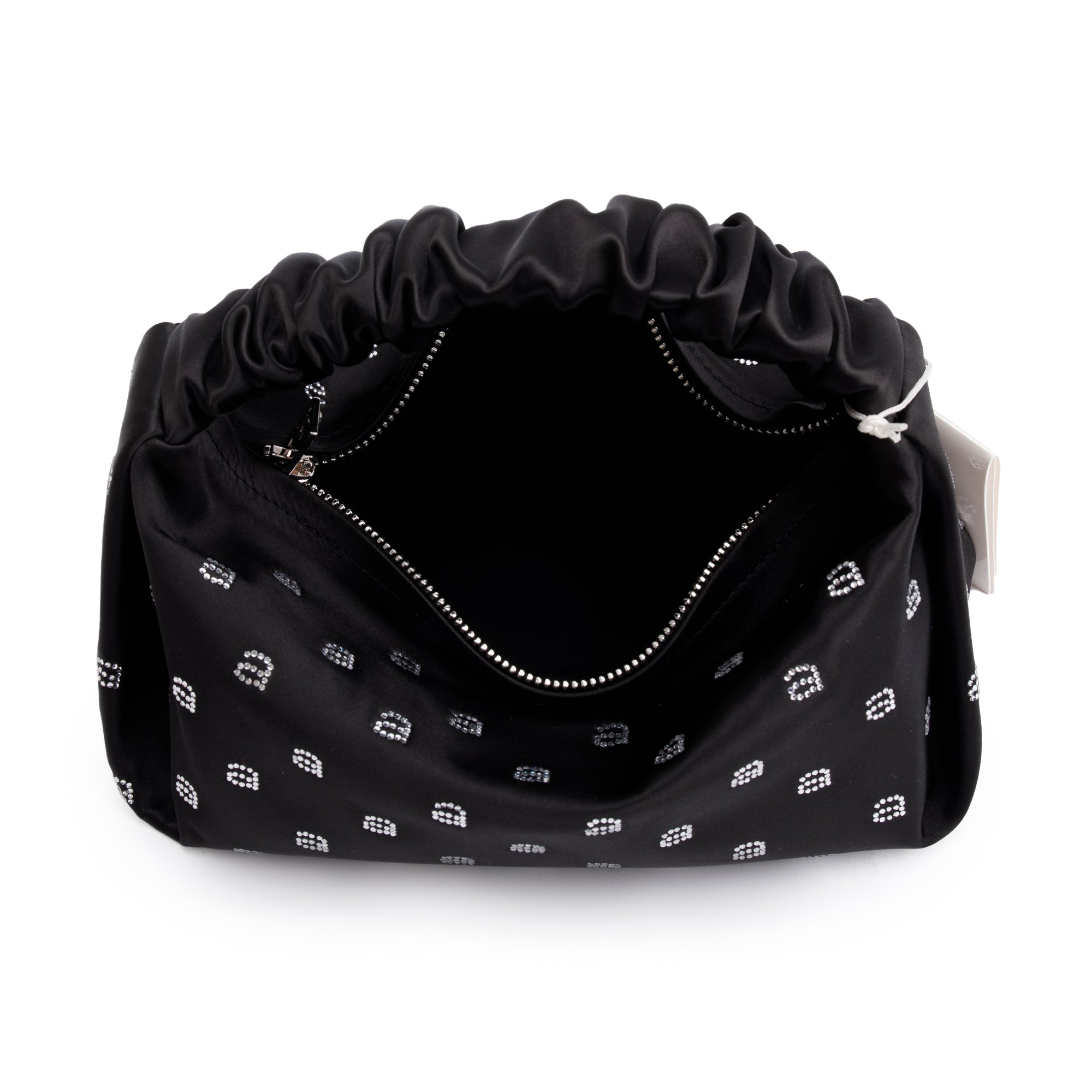Alexander Wang Black Satin Crystal Scrunchie Mini Bag w/ Box