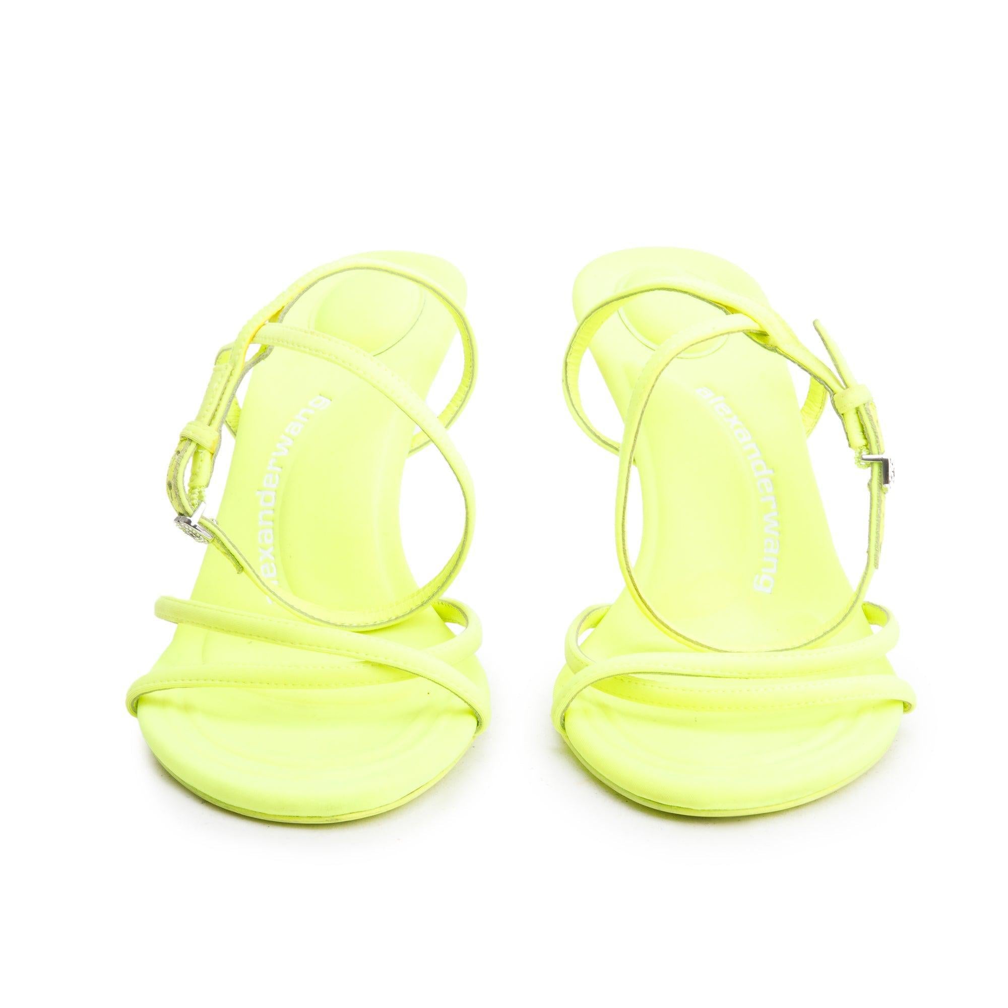 Alexander Wang Neon Green Fabric Dahlia T-Strap Sandals, Size 39 w/ Box