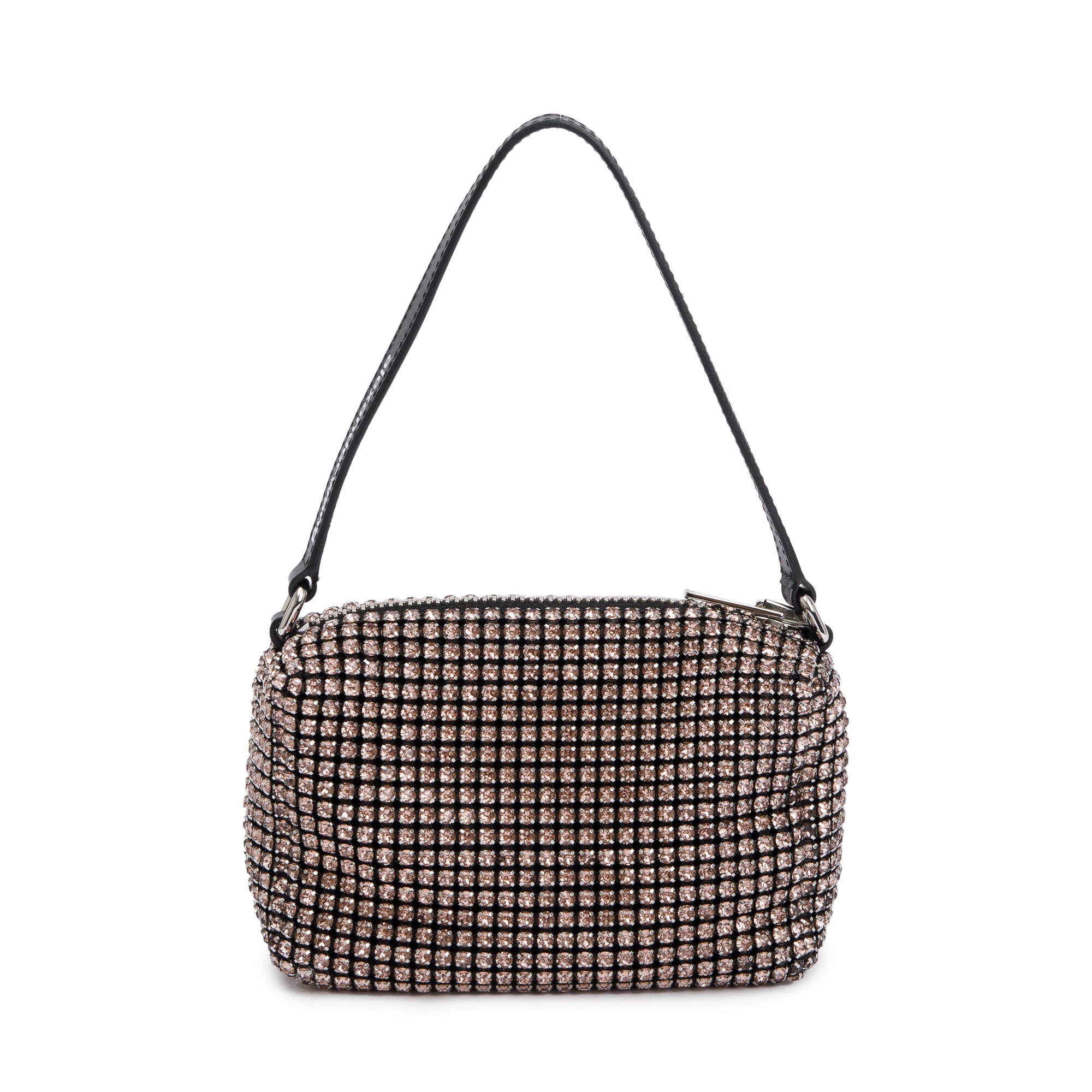 Alexander Wang Pink Crystal Mesh Black Leather Trimmed Heiress Handle Pouch