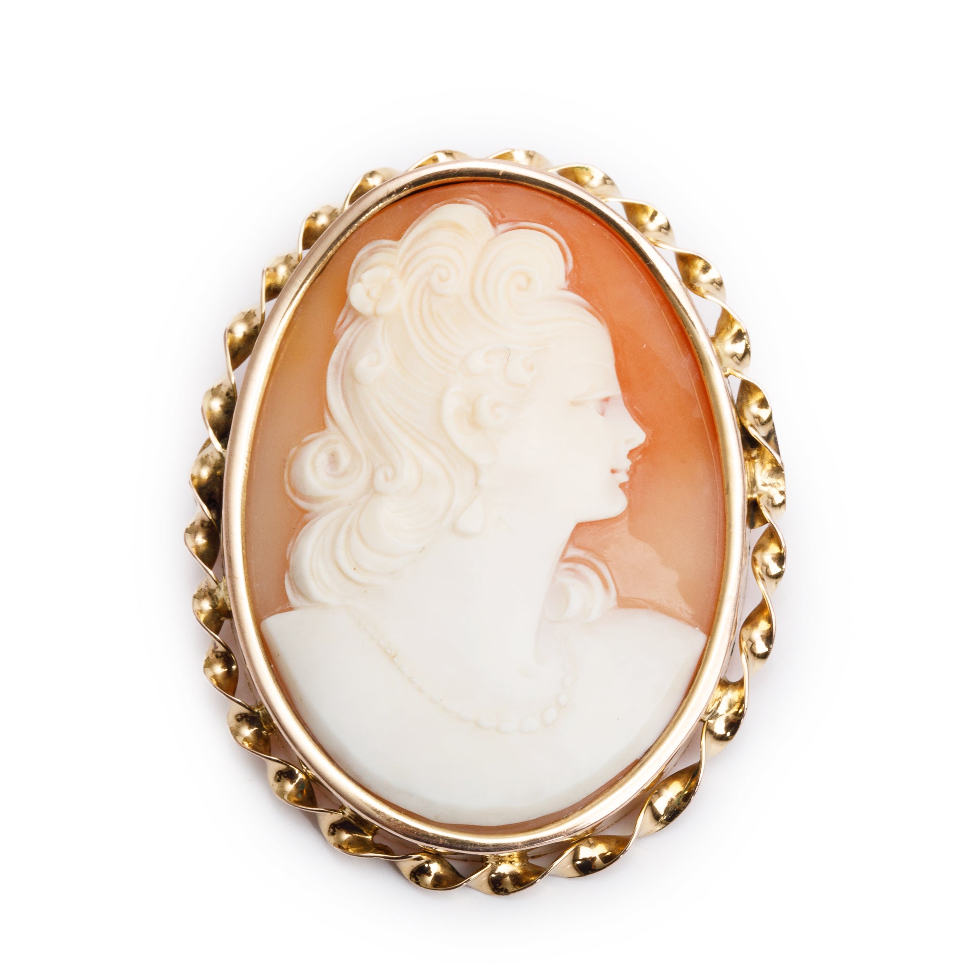 Antique 10k Yellow Gold Cameo Brooch