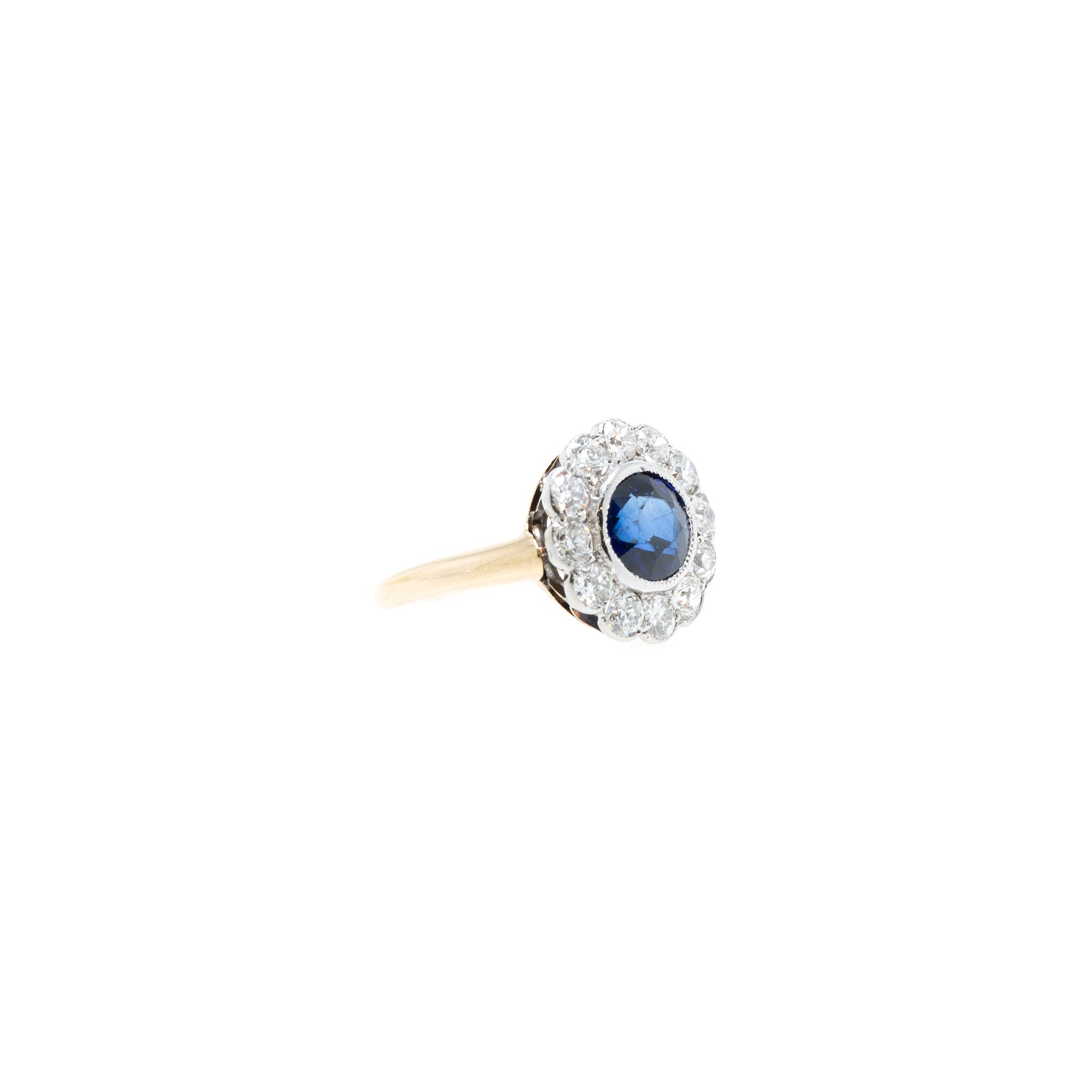 Antique 14k Gold Sapphire & Diamond Ring