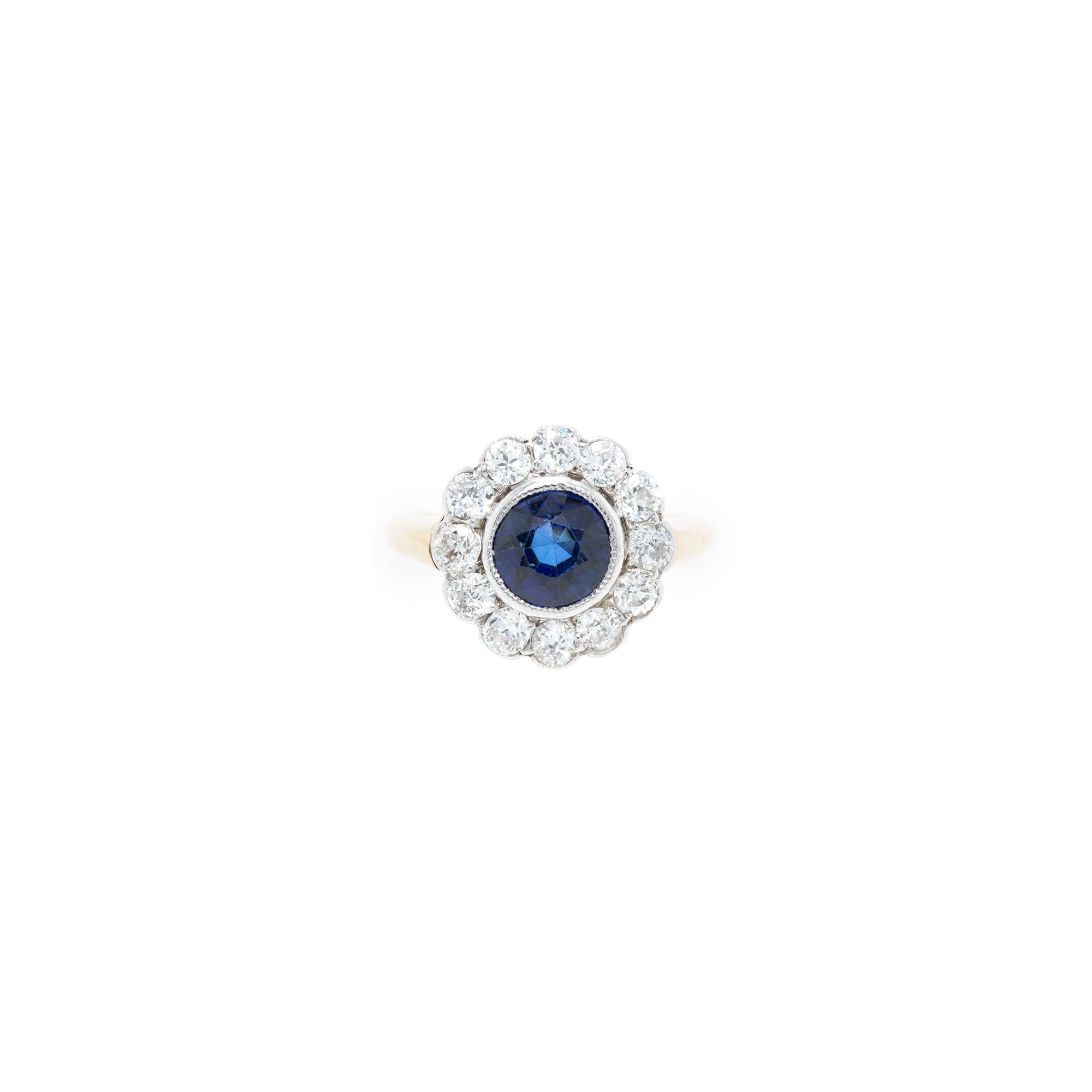 Antique 14k Gold Sapphire & Diamond Ring