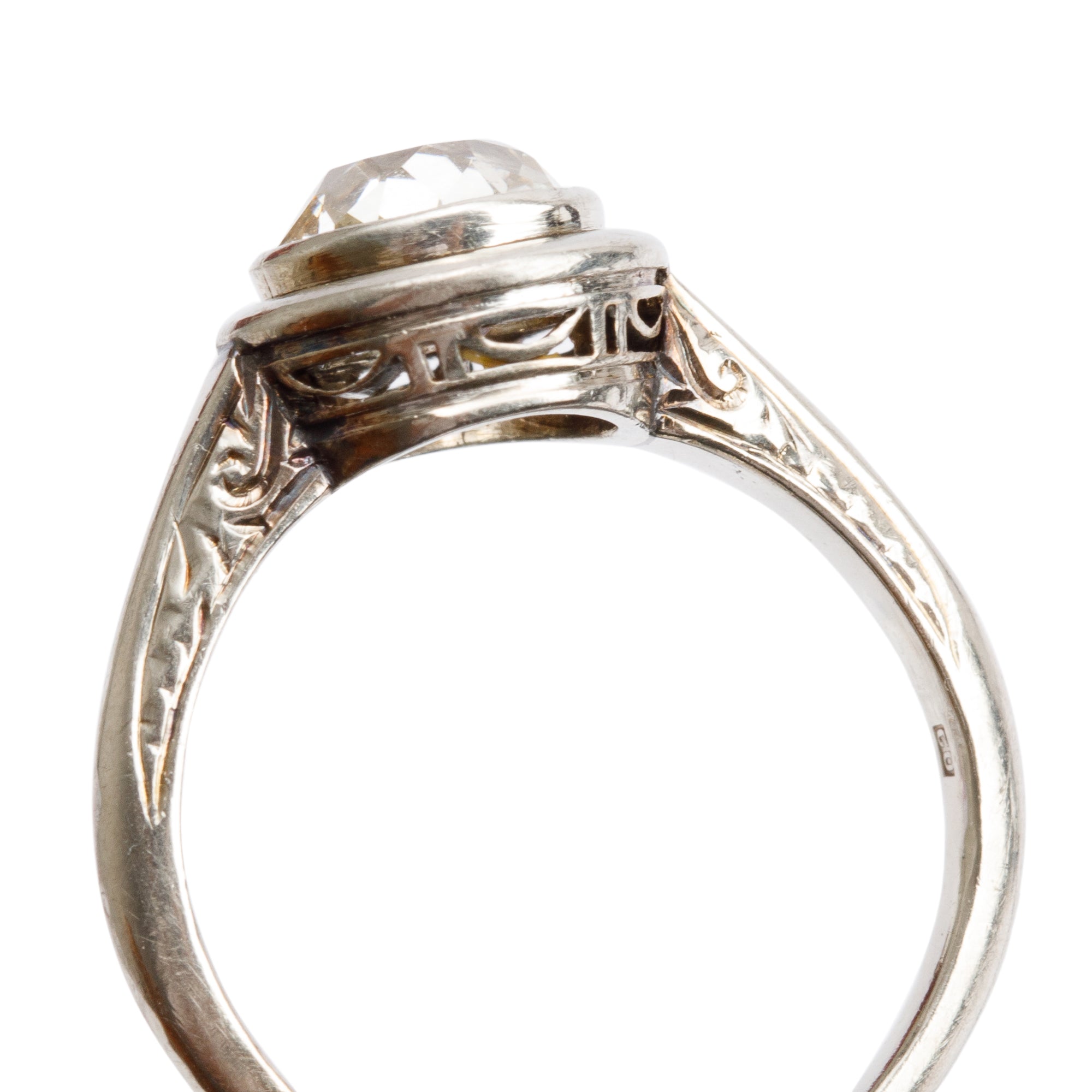 Antique 14k White Gold 1.23 ct. Diamond Solitaire Ring, Size 6