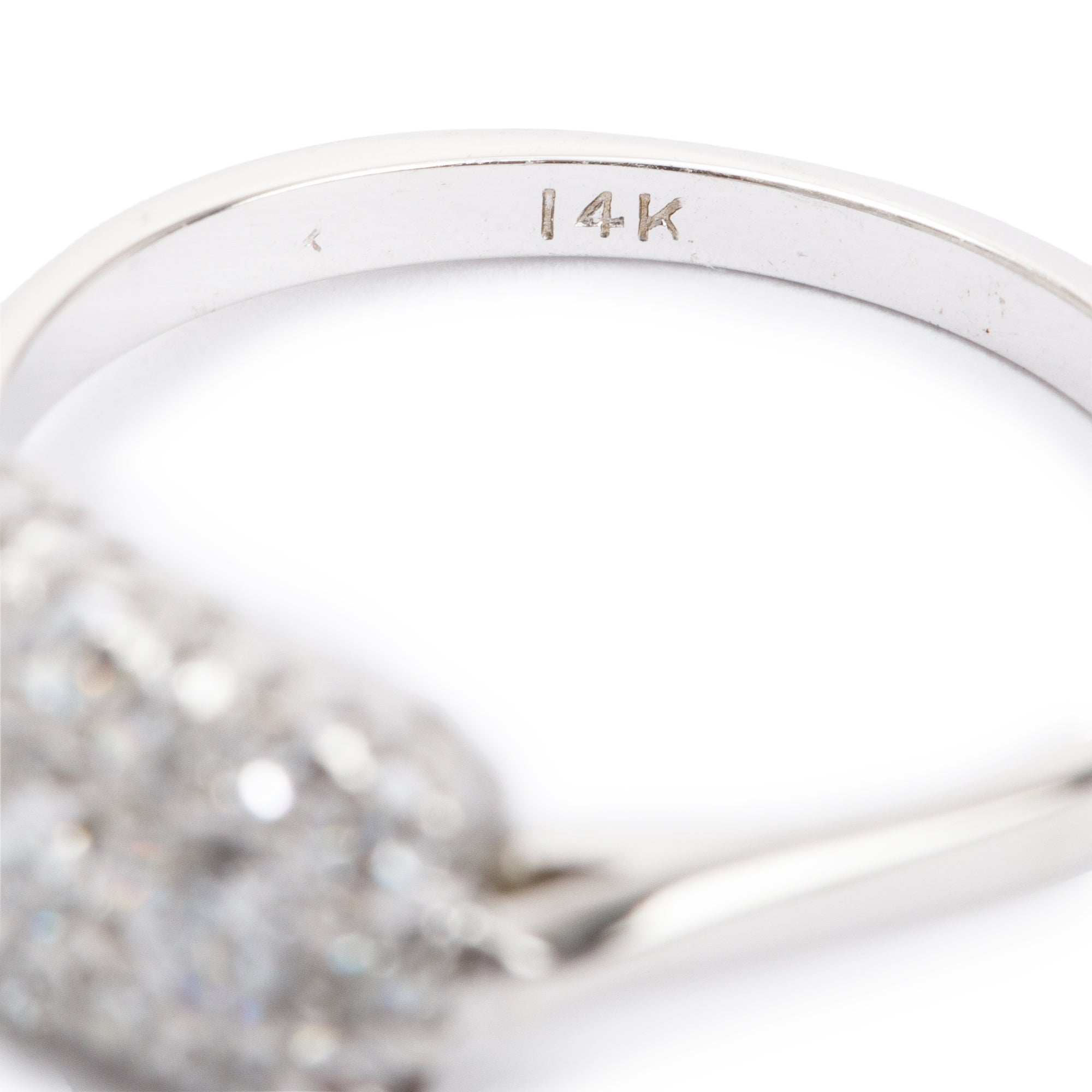Antique 14k White Gold Diamond Cluster Ring, Size 5.5