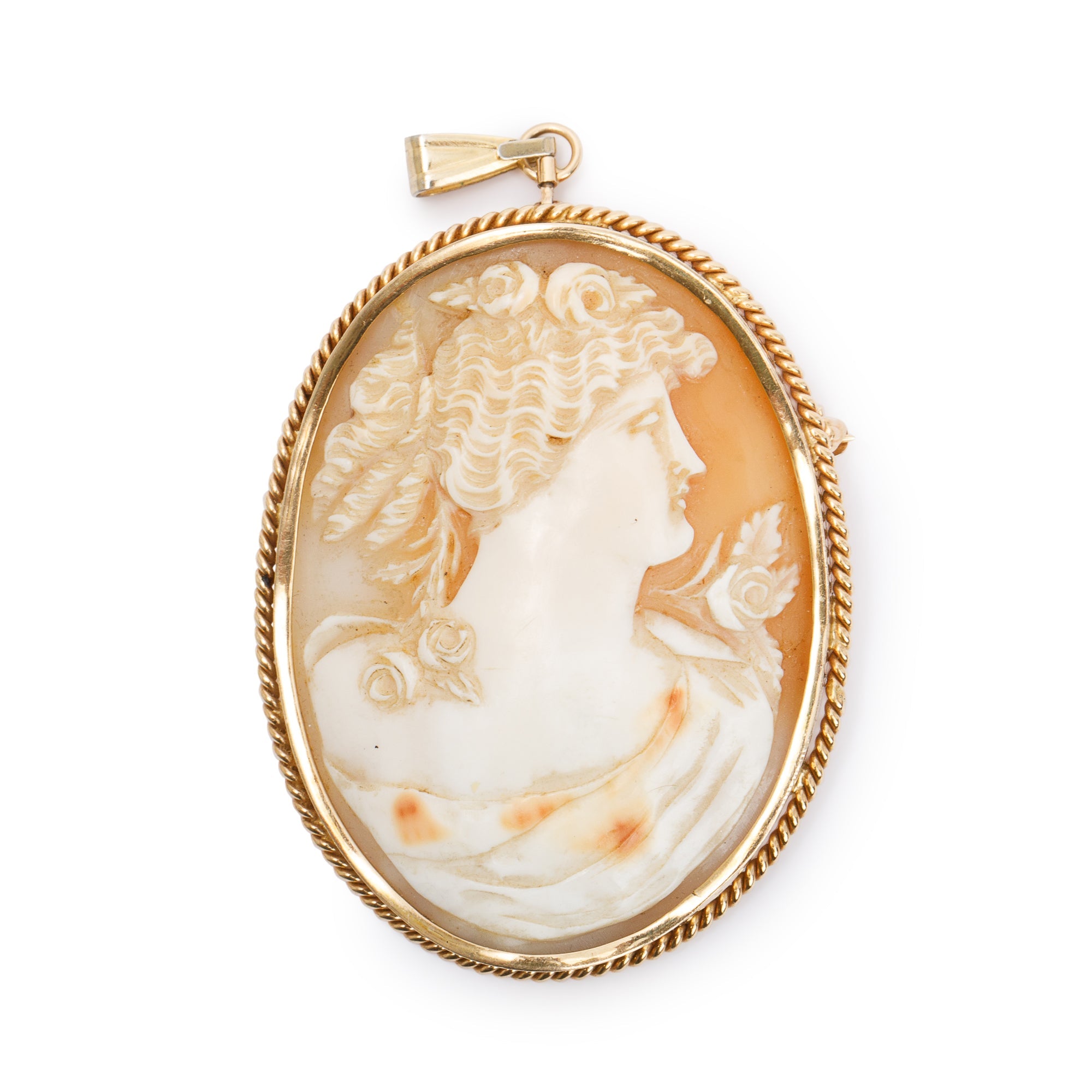 Antique 14k Yellow Gold Cameo Brooch/Pendant