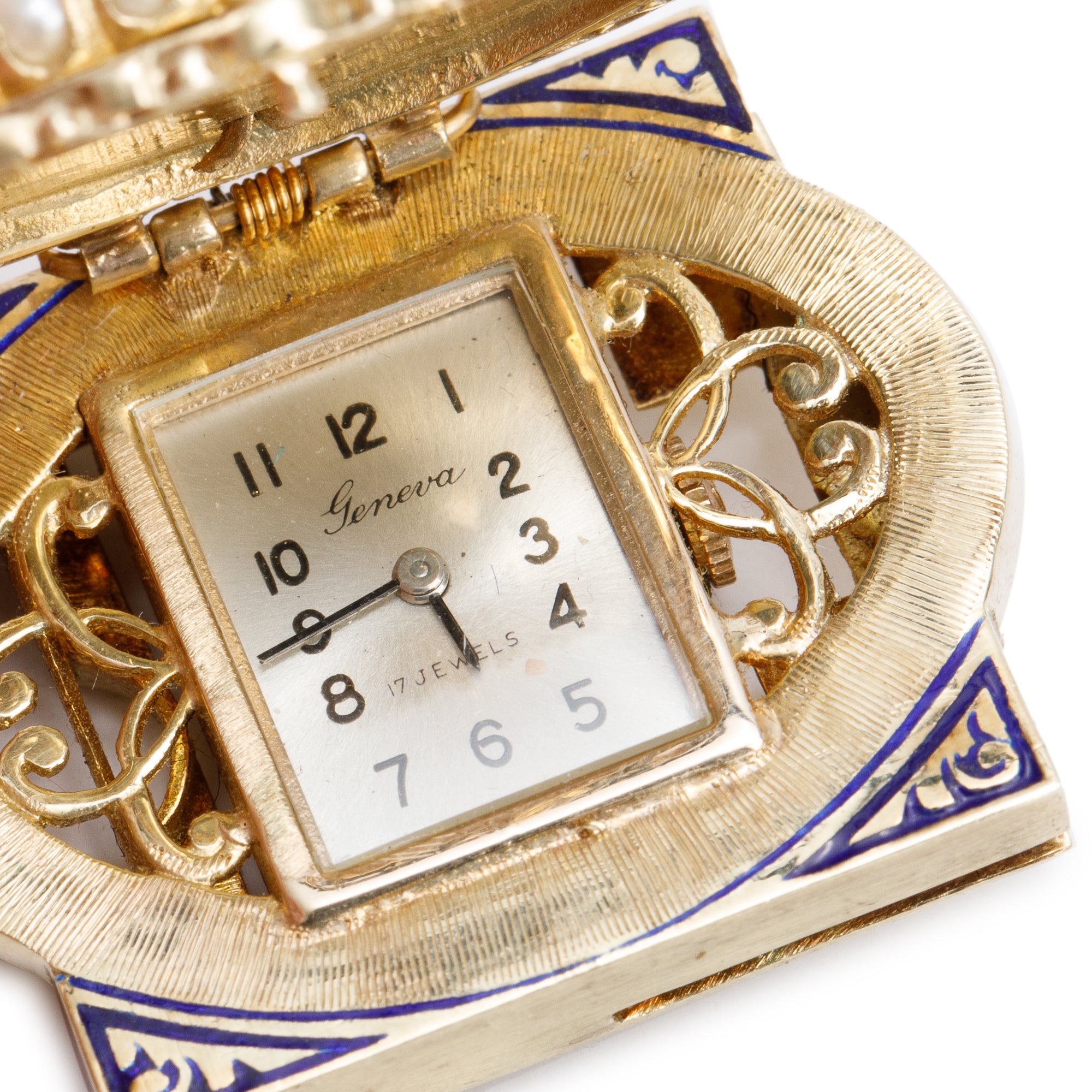 Antique 14k Yellow Gold Pearl Lady Portrait Watch Brooch/Pendant