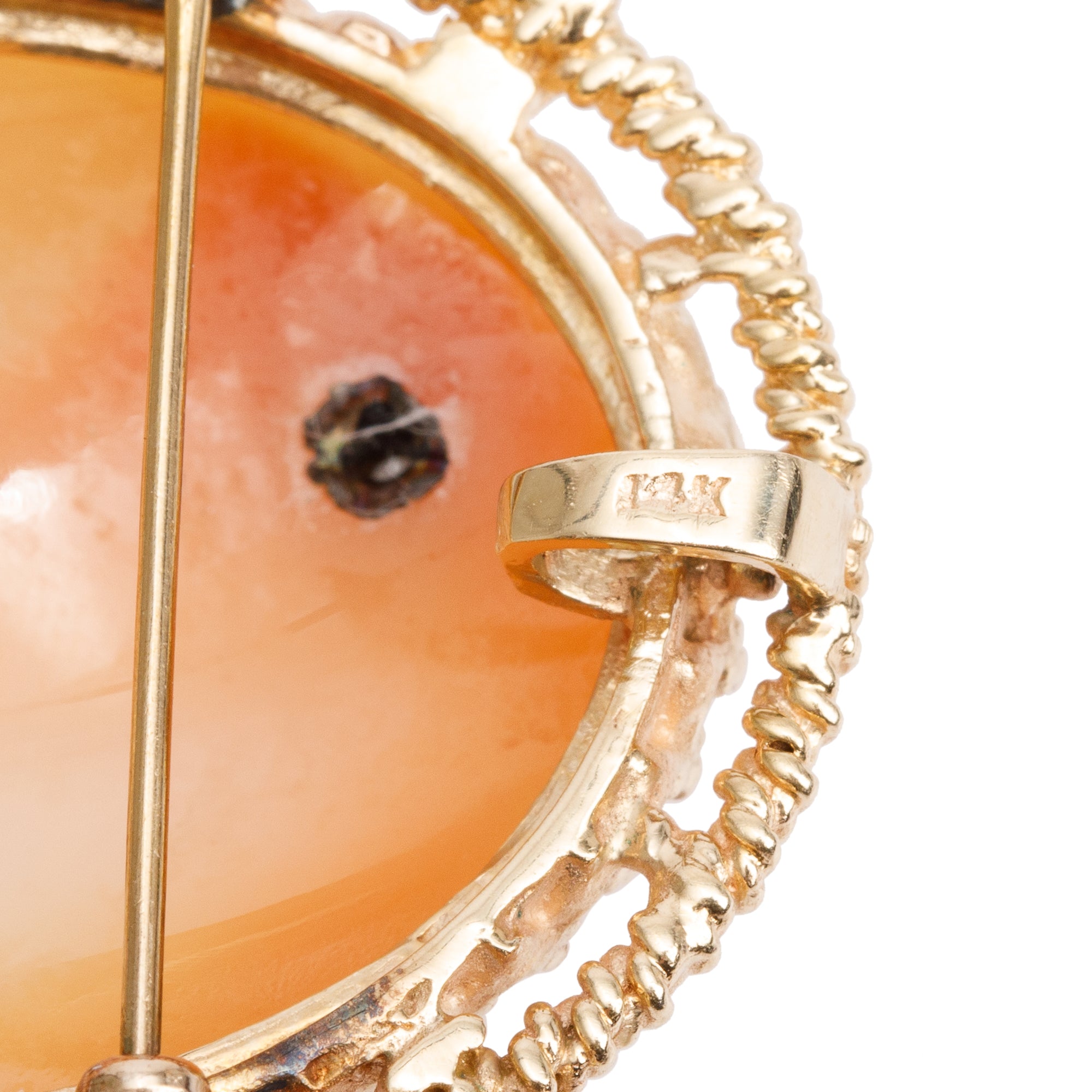 Antique 14k Yellow & White Gold Diamond Cameo Brooch/Pendant