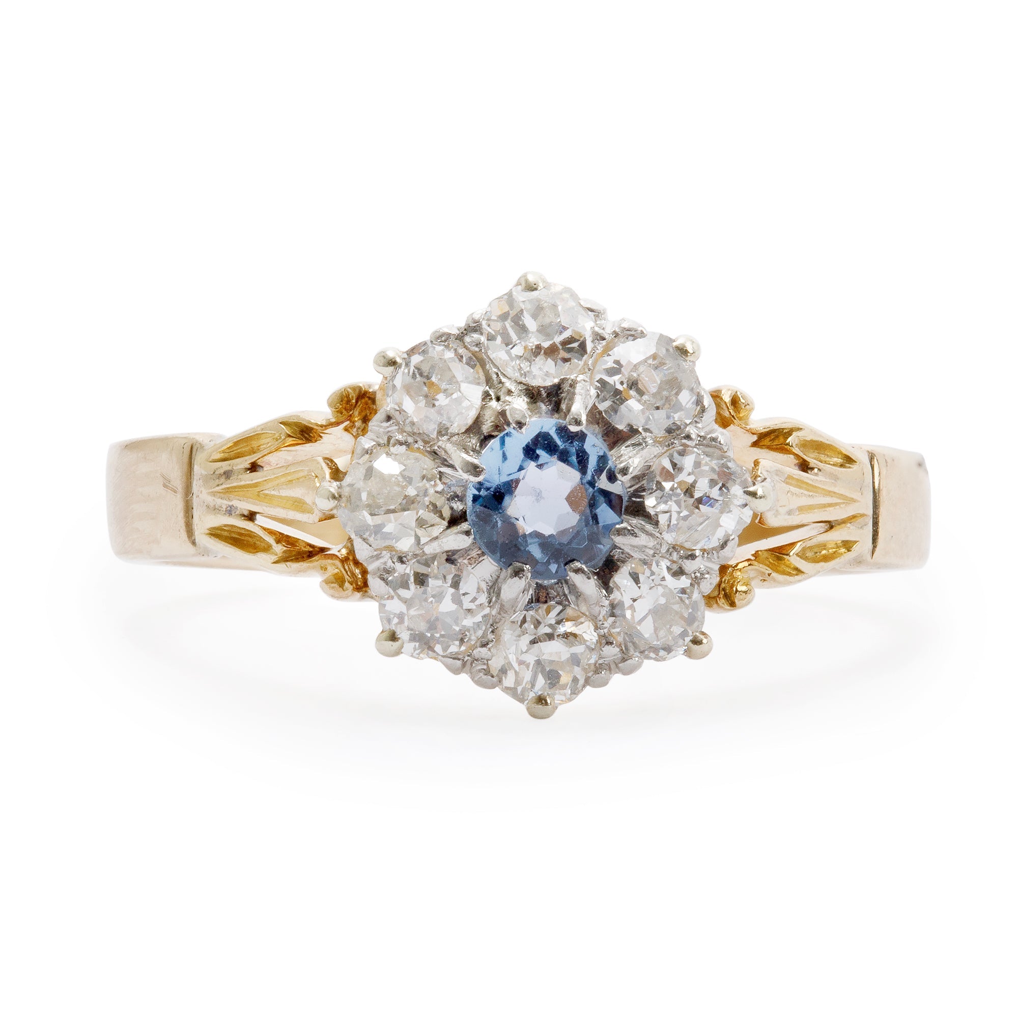 Antique 14k Yellow & White Gold Sapphire & Diamond Ring