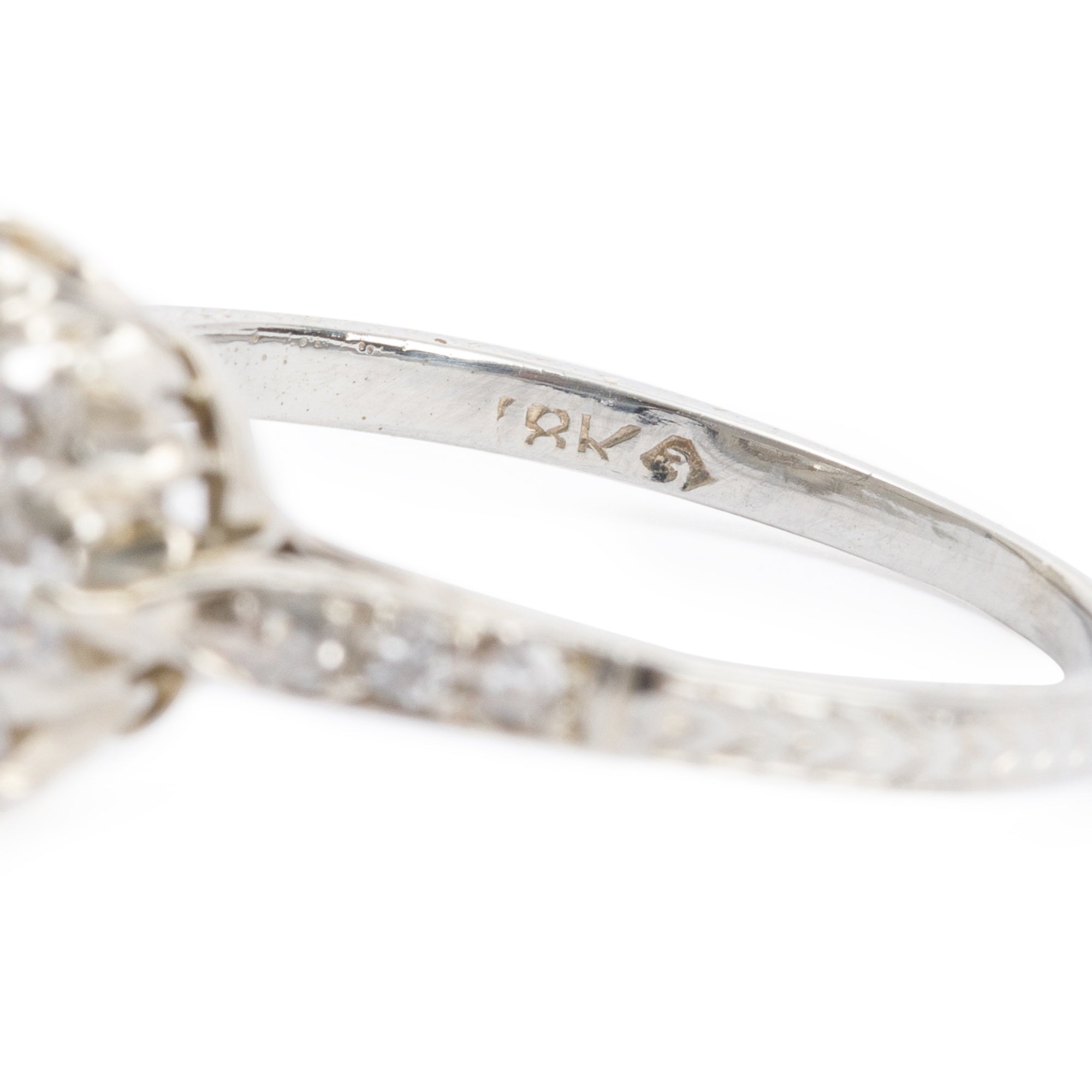 Antique 18k White Gold 1.11 tcw. Diamond Cluster Ring, 5.75
