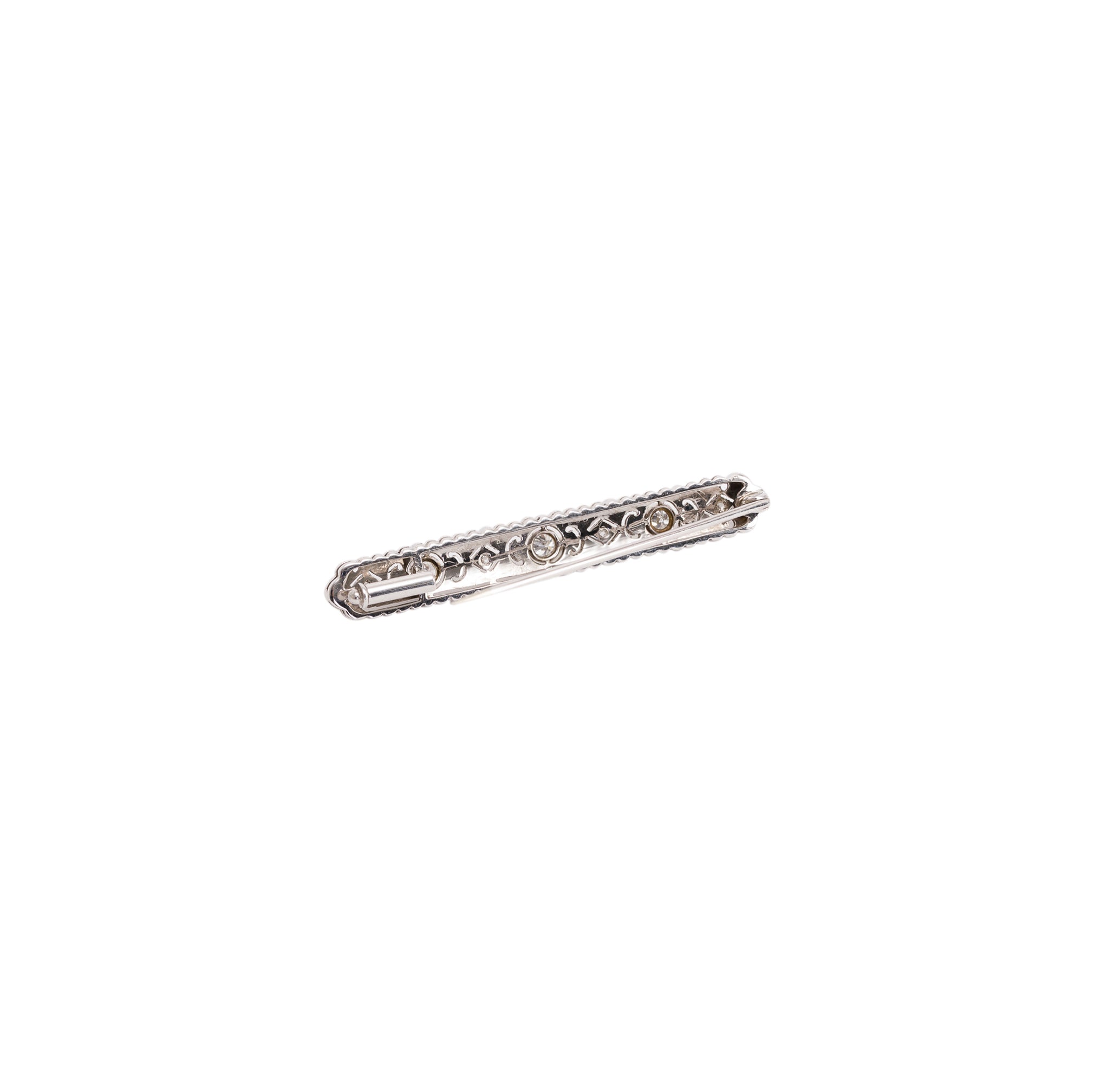 Antique 18k White Gold Art Deco Diamond Brooch