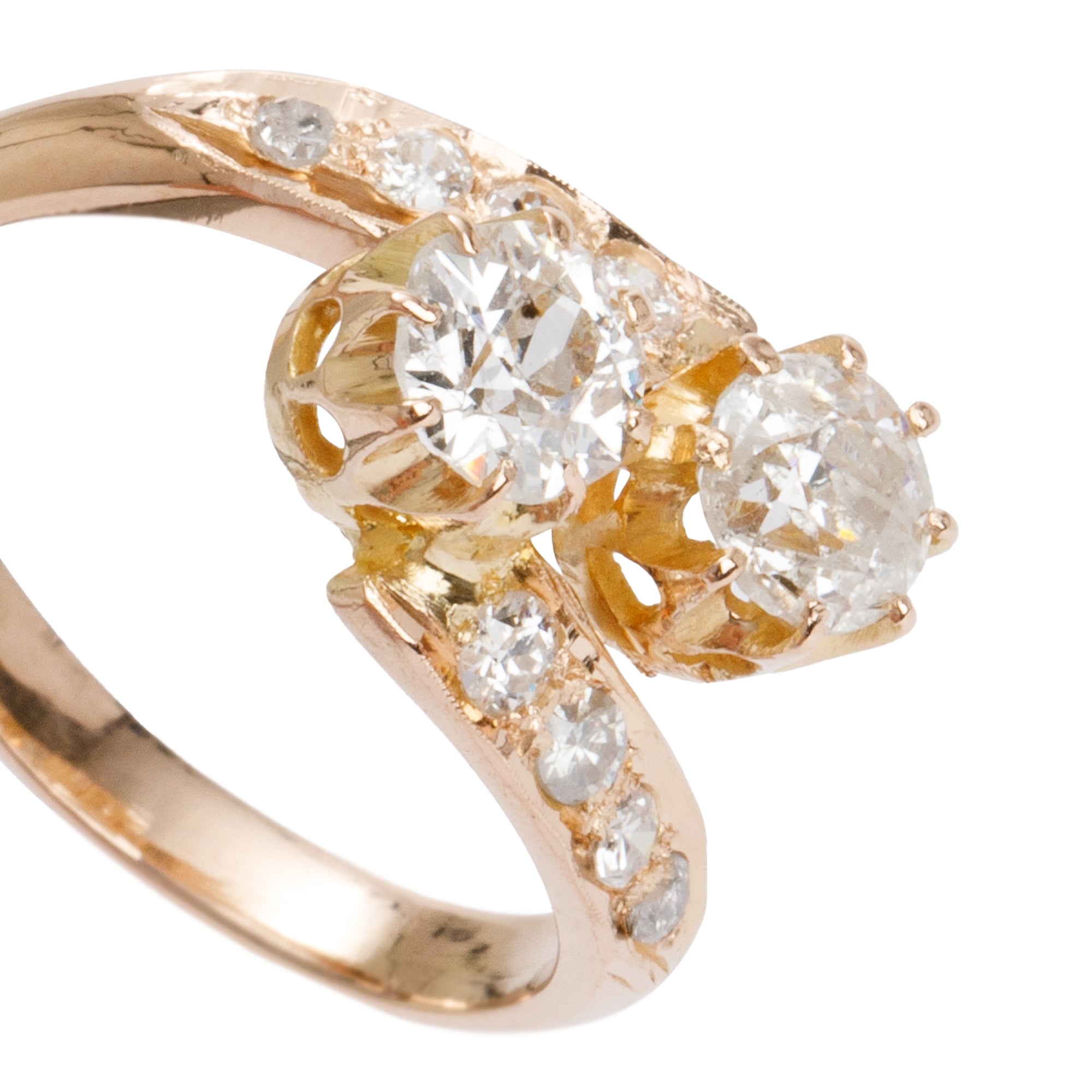 Antique 18k Yellow Gold Diamond Ring, Size 7.25
