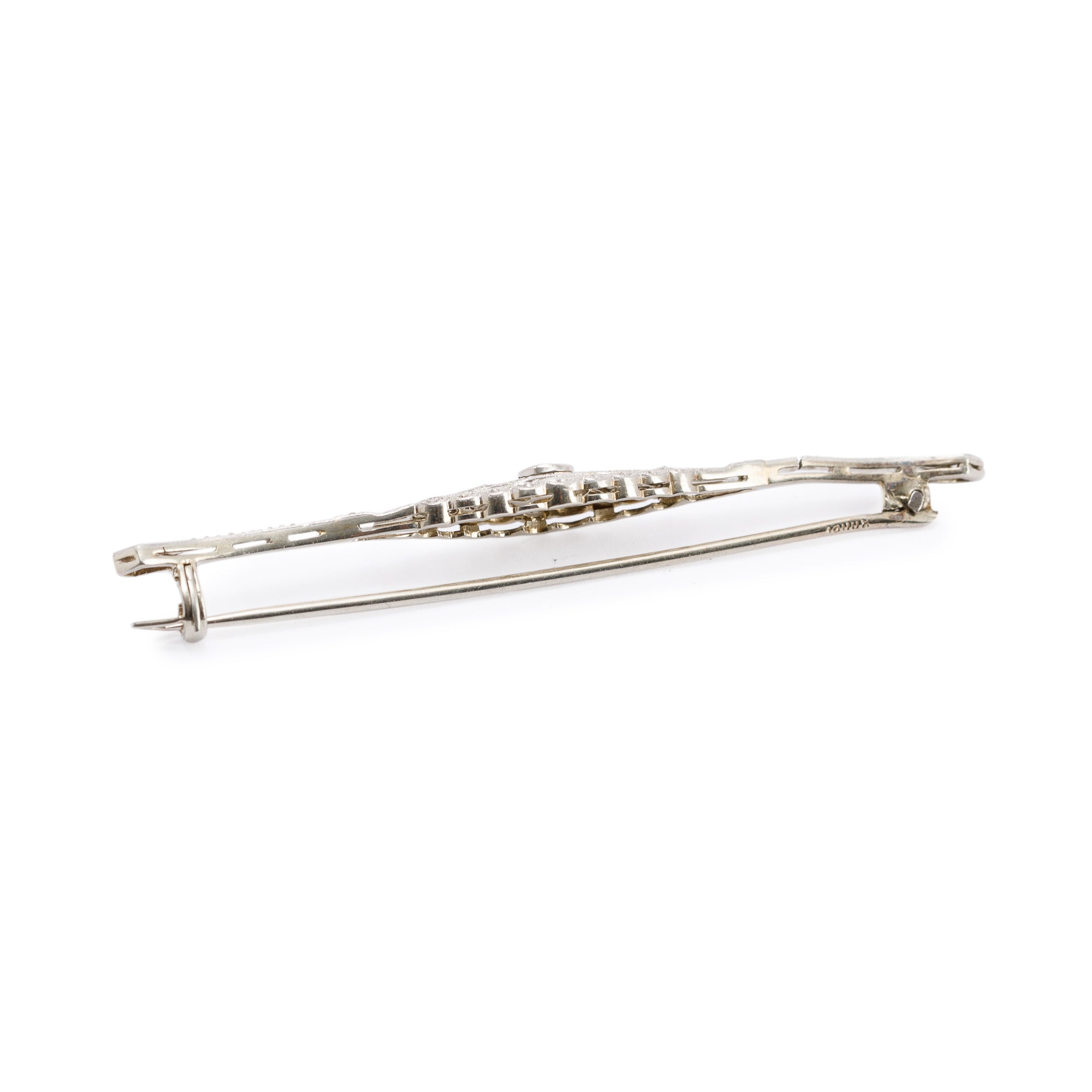 Antique Platinum & 18k White Gold Diamond Filigree Brooch