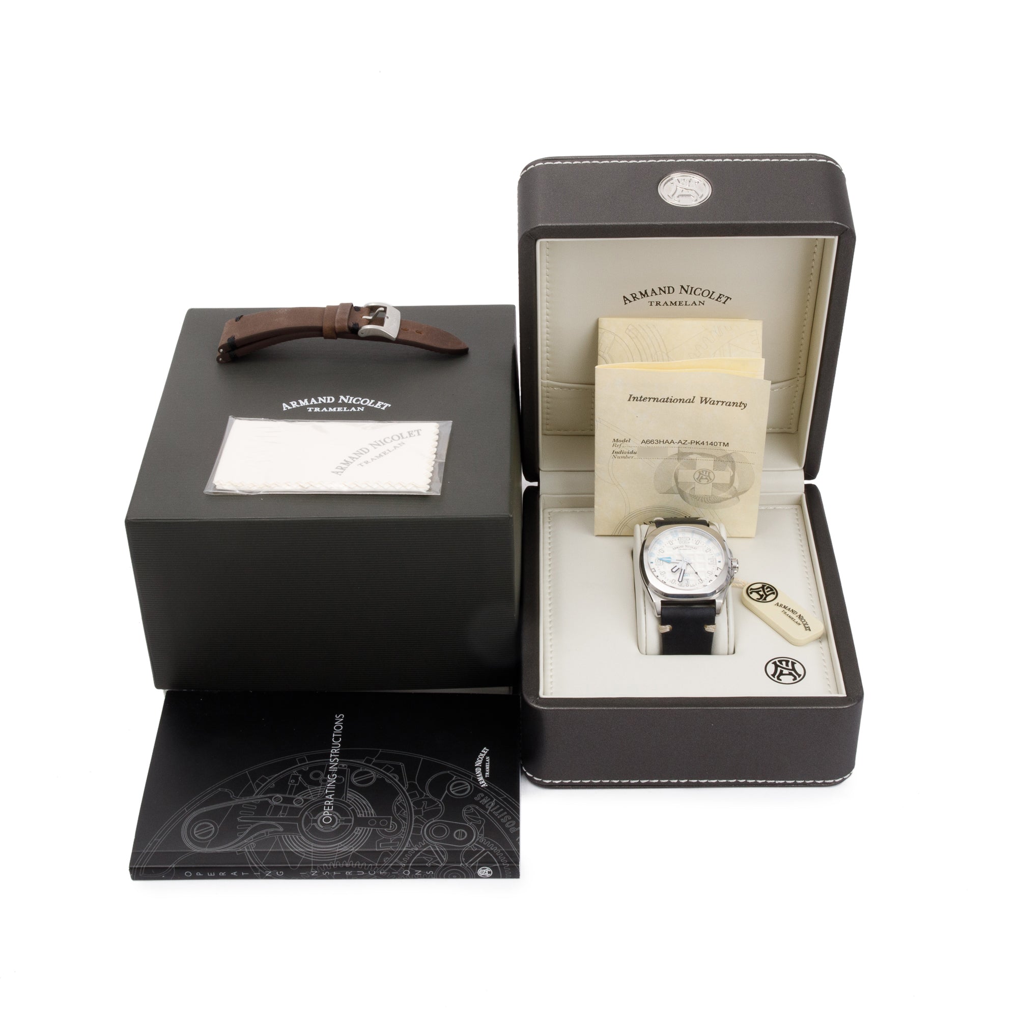 Armand Nicolet Stainless Steel JH9 41MM Automatic GMT Watch w/ Box & Papers