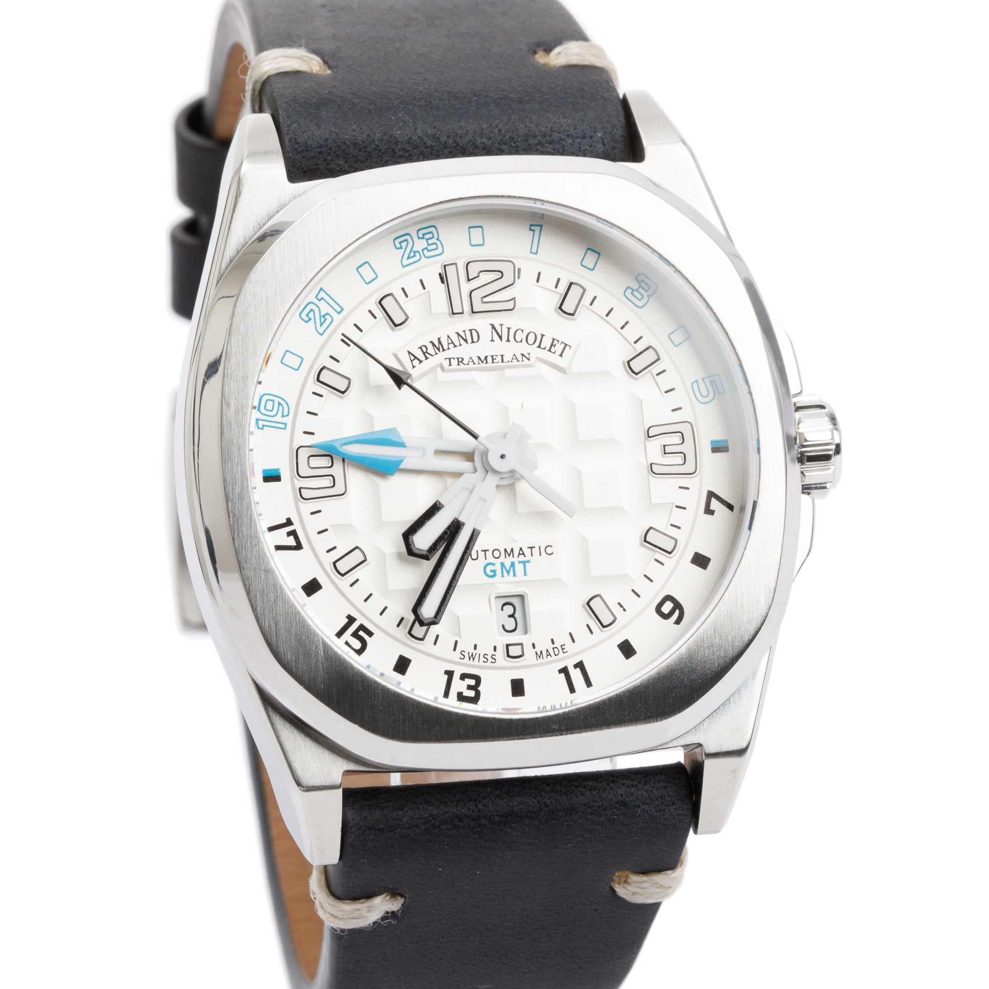 Armand Nicolet Stainless Steel JH9 41MM Automatic GMT Watch w/ Box & Papers