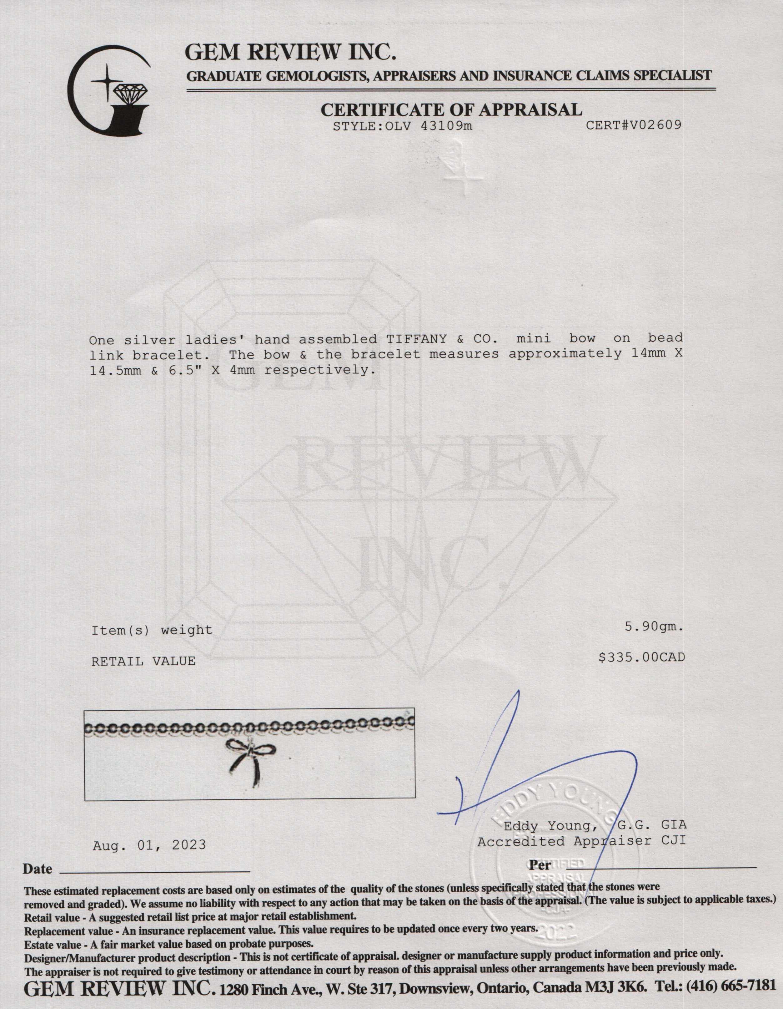 Tiffany & Co. Mini Bow 4 MM Bead Bracelet