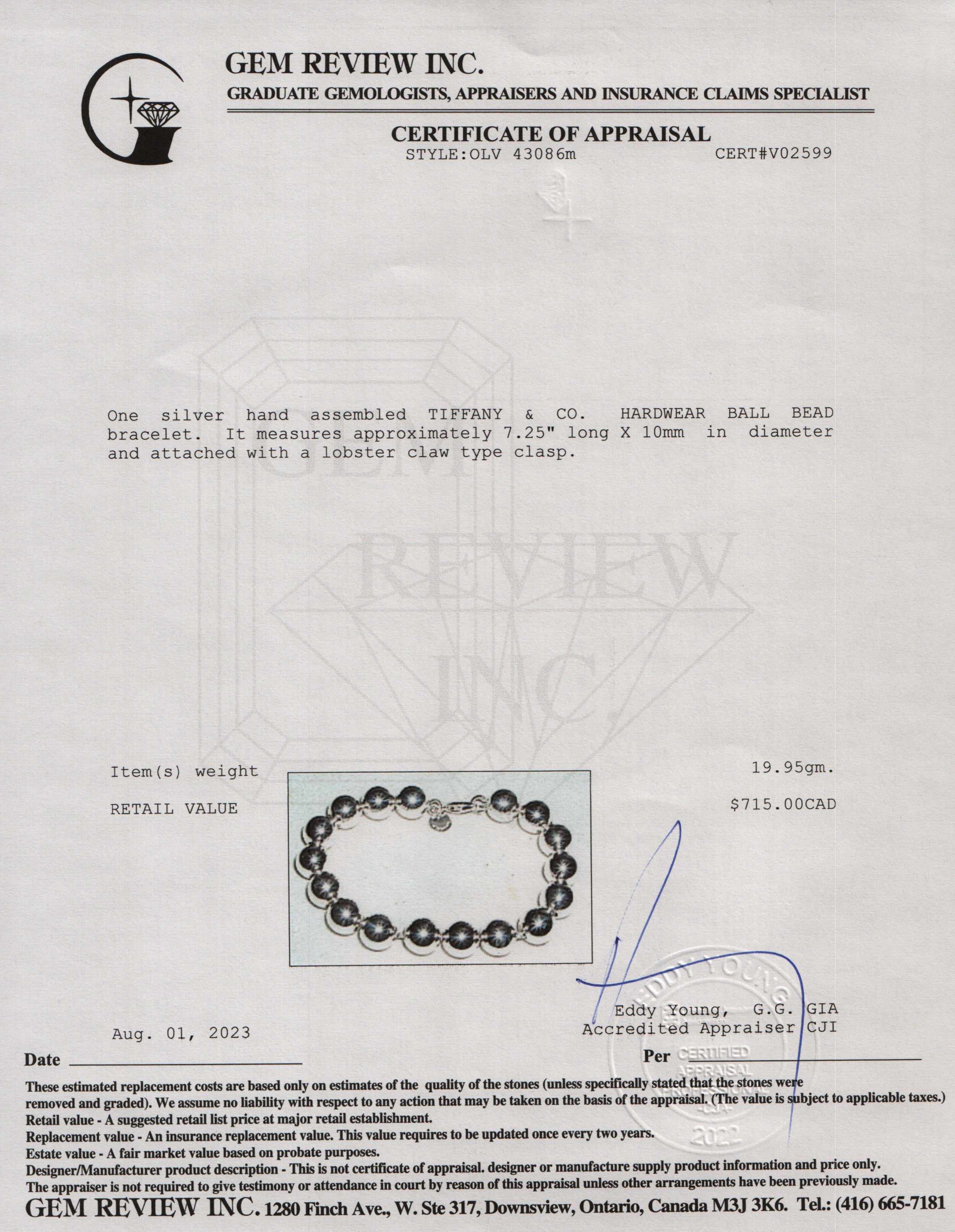 Tiffany & Co. Sterling Silver 10 mm HardWear Ball Bracelet