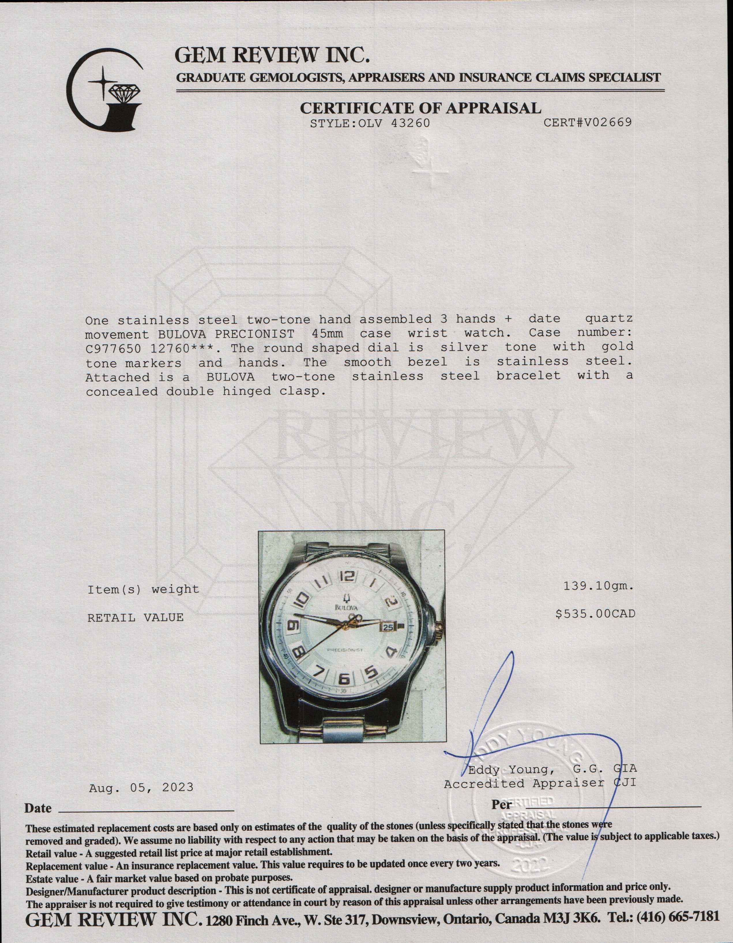 Bulova Two-Tone Precisionist 45 MM Watch