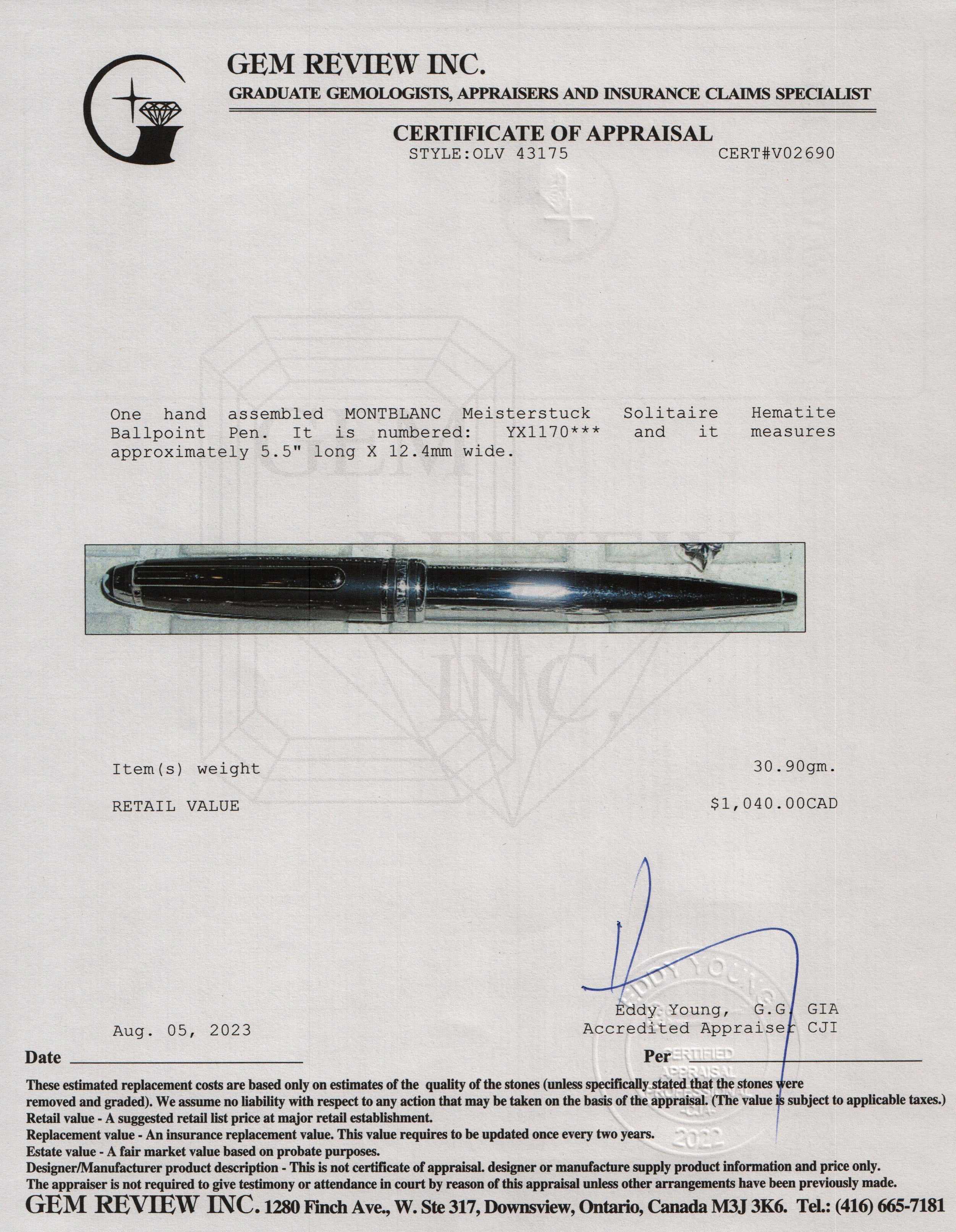 Montblanc Meisterstuck Solitaire Hematite Ballpoint Pen