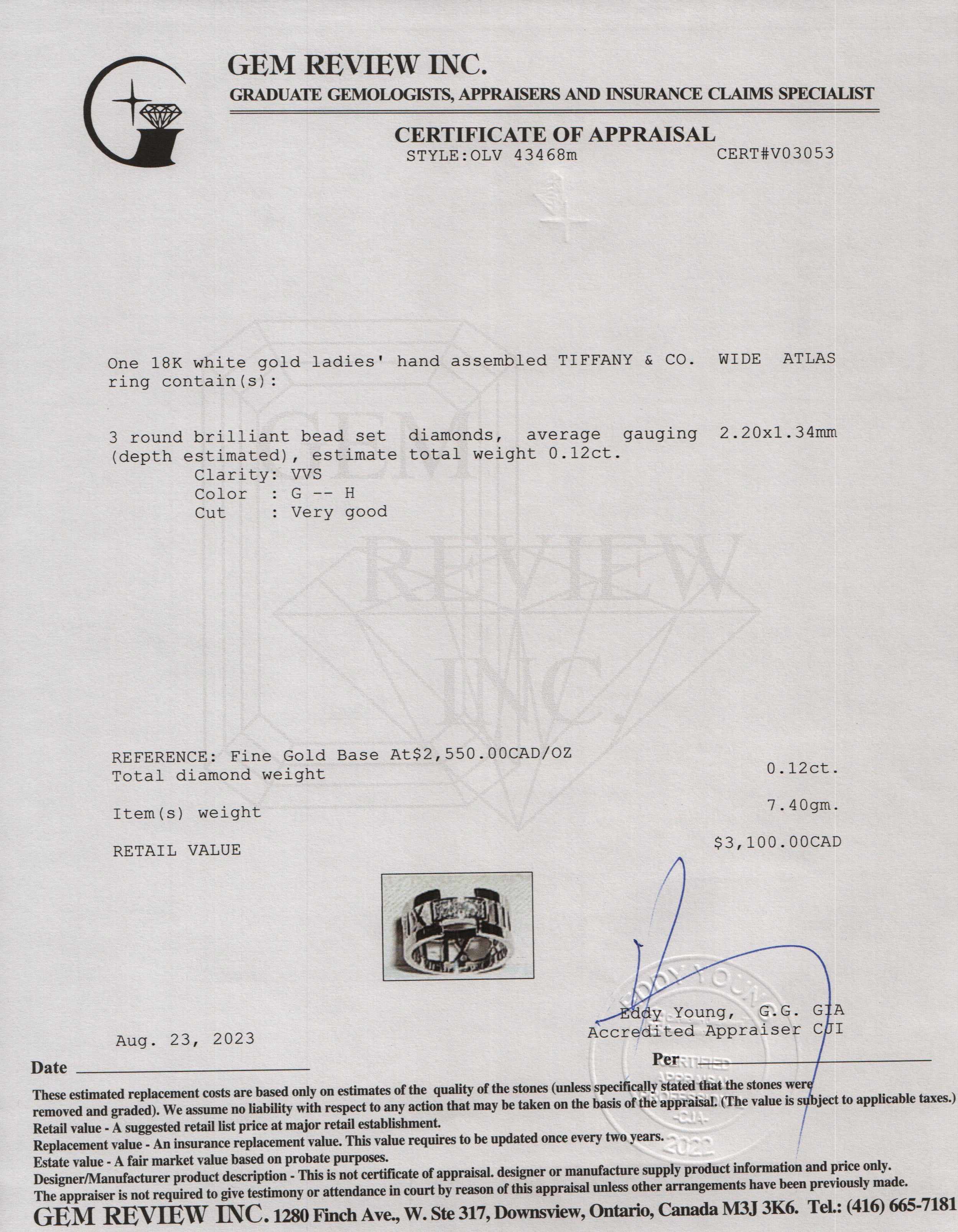 Tiffany & Co. 18k White Gold Wide Atlas Open Ring with Diamonds