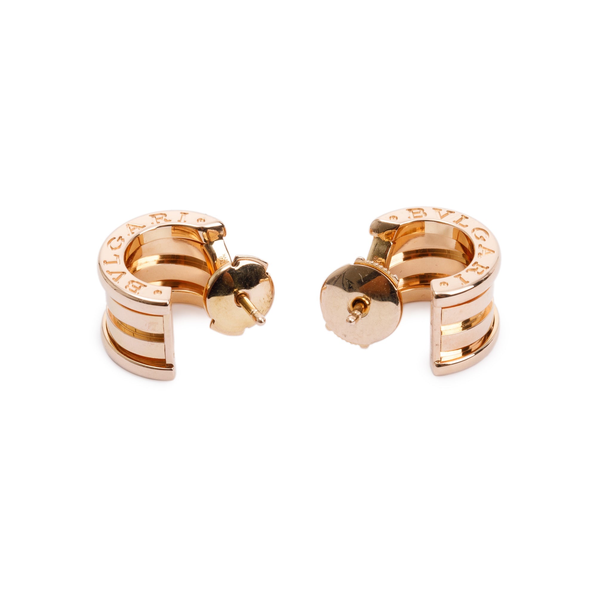 BVLGARI 18k Rose Gold B.Zero1 Hoop Earrings w/ Box