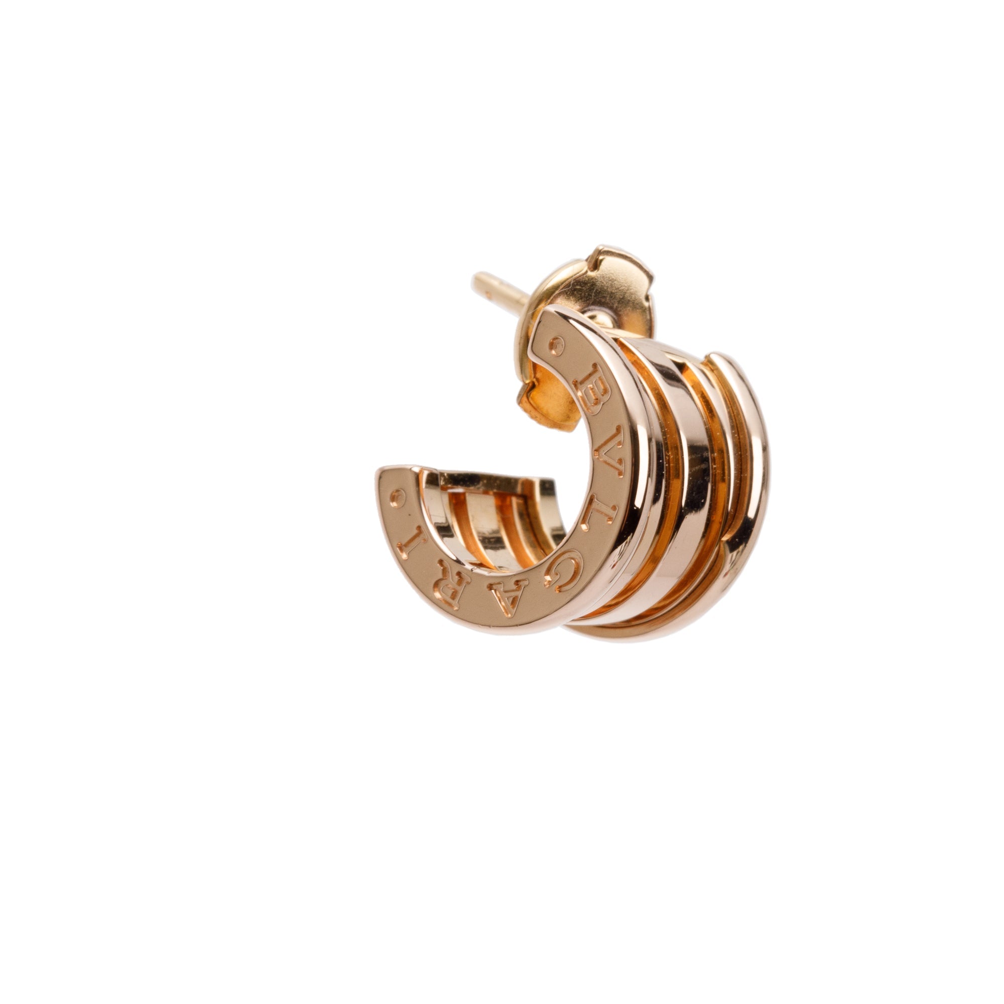 BVLGARI 18k Rose Gold B.Zero1 Hoop Earrings w/ Box