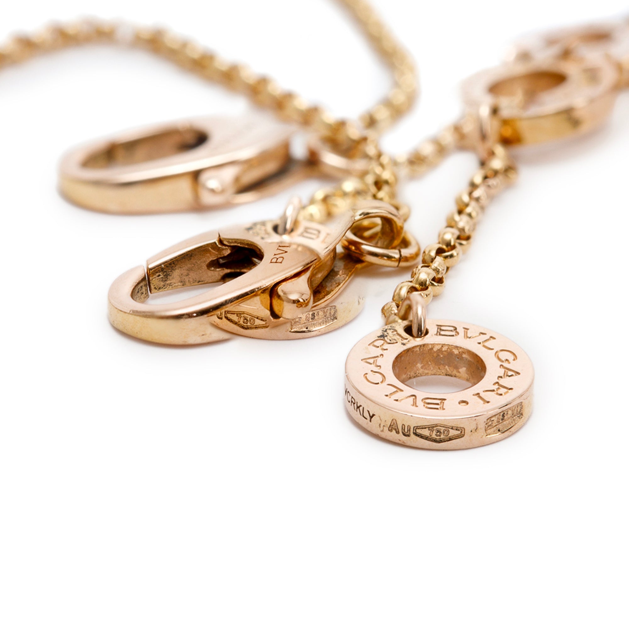 BVLGARI 18k Rose Gold B.Zero1 Pave Diamond Pendant Necklace w/ Box & Authenticity Card