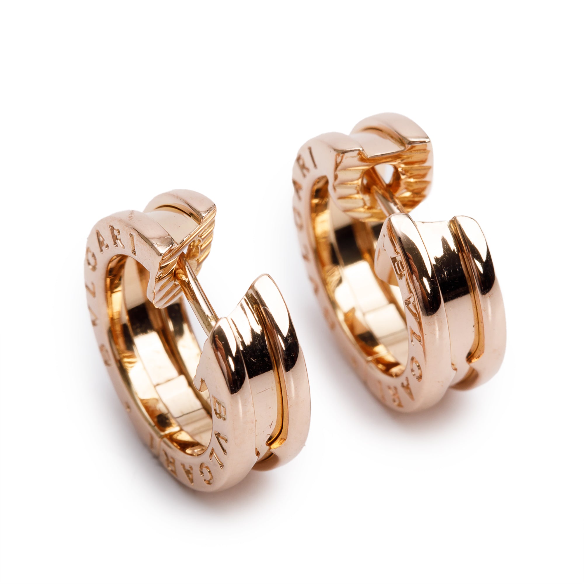 BVLGARI 18k Rose Gold B.Zero1 Small Hoop Earrings w/ Box & Certificate