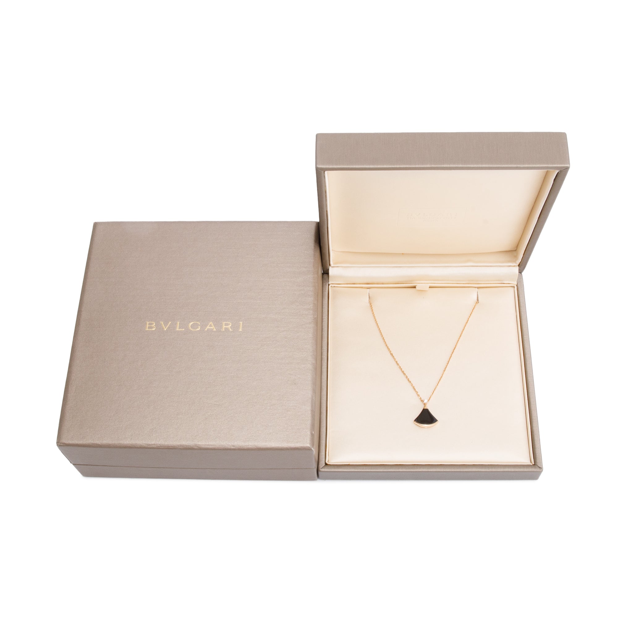 BVLGARI 18k Rose Gold Black Onyx & Diamond Diva's Dream Pendant Necklace w/ Box