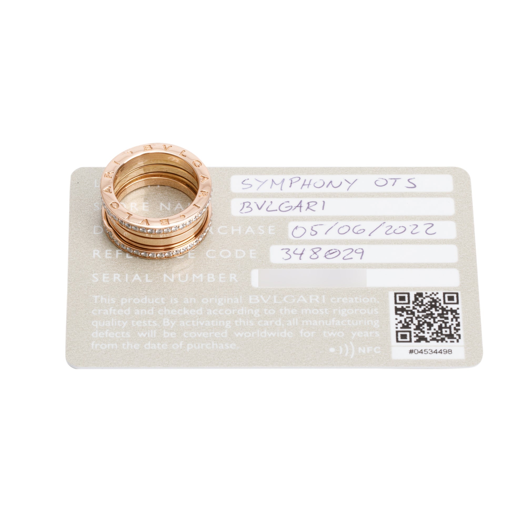 BVLGARI 18k Rose Gold Diamond B.Zero1 Three-Band Ring, Size 55 7 w/ Certificate