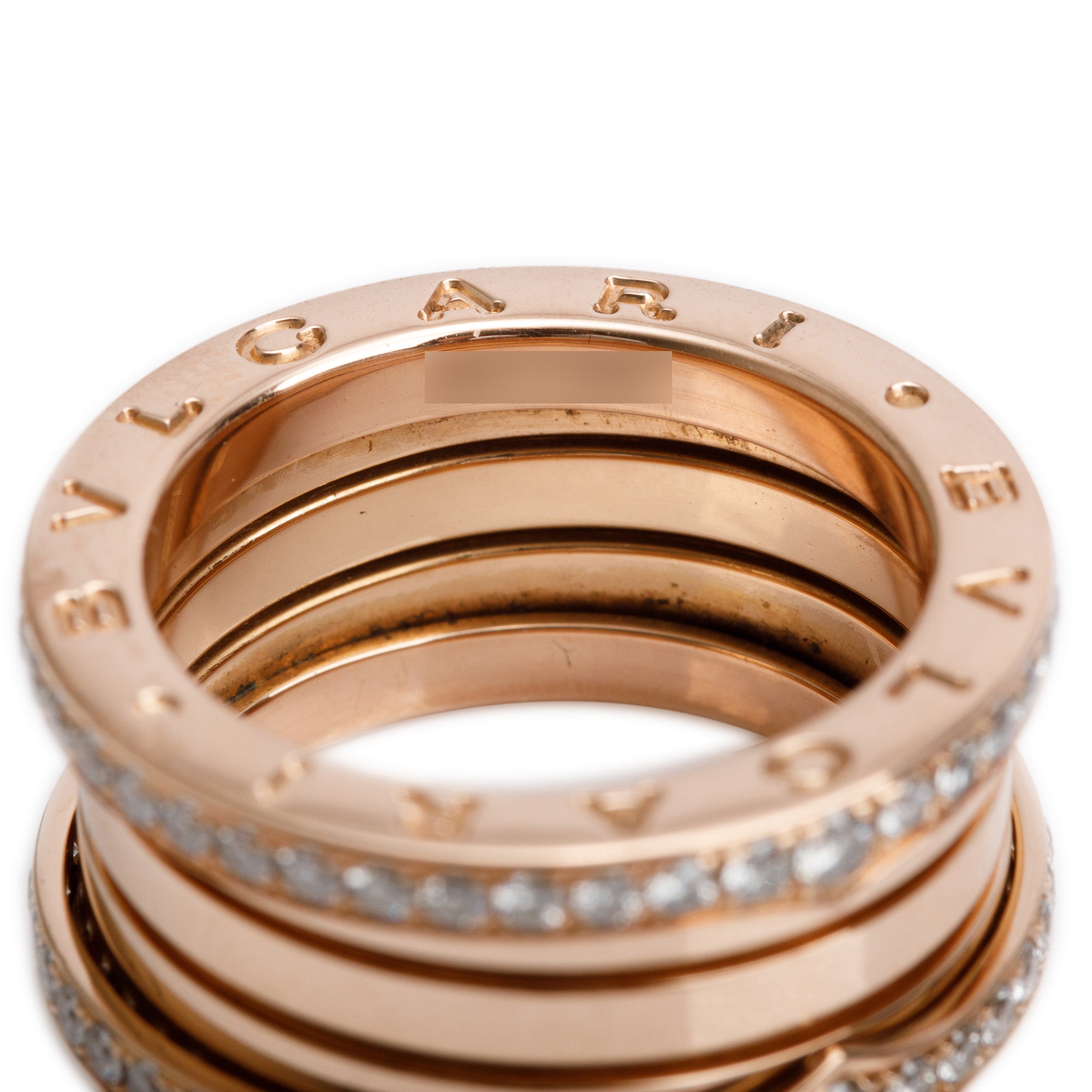 BVLGARI 18k Rose Gold Diamond B.Zero1 Three-Band Ring, Size 55 7 w/ Certificate