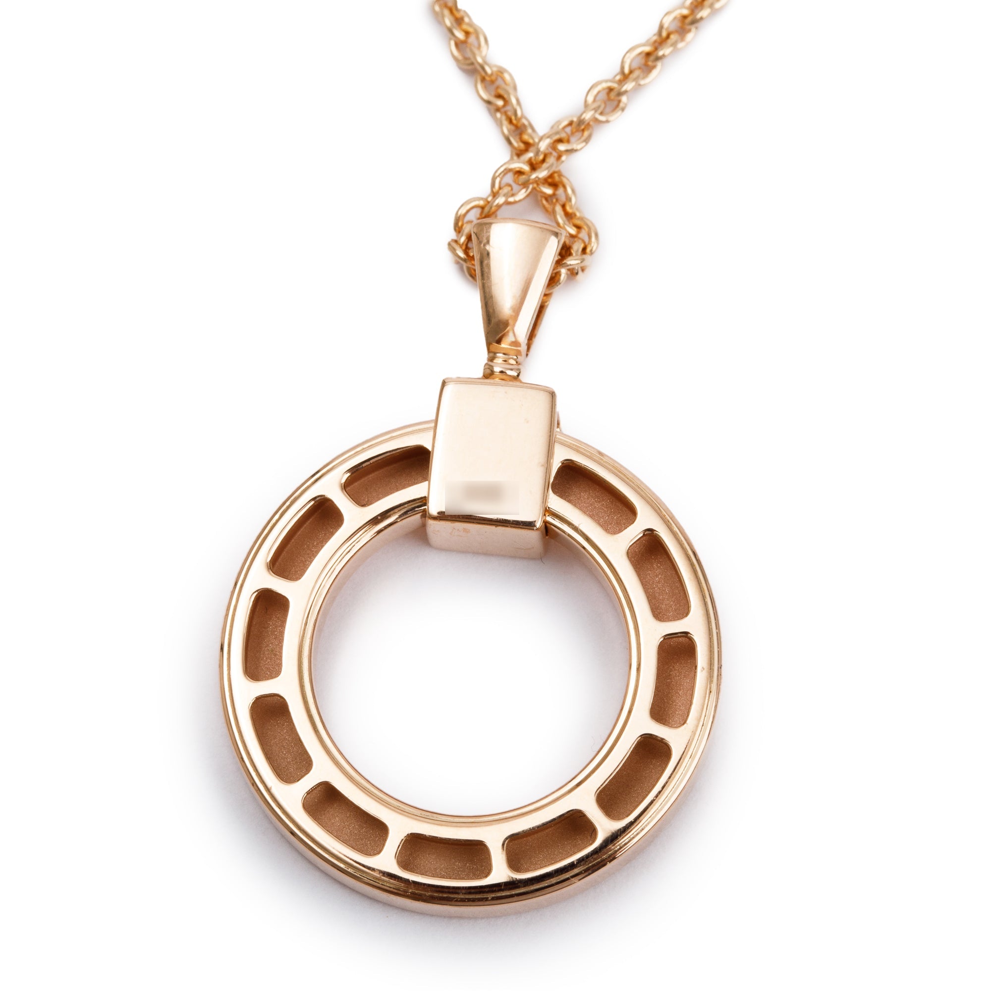 BVLGARI 18k Rose Gold Diamond Bvlgari Pendant Necklace w/ Box