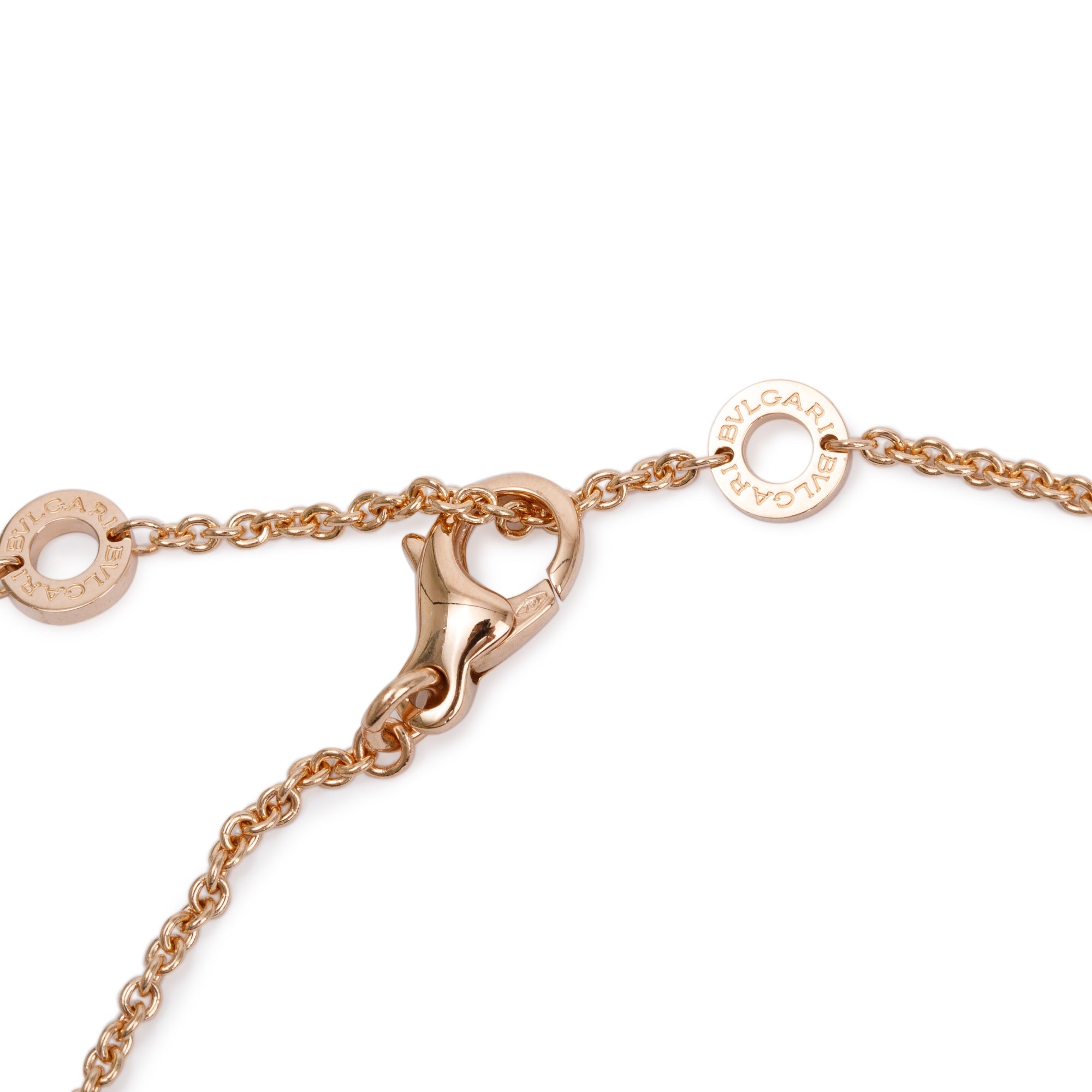 BVLGARI 18k Rose Gold Diamond Bvlgari Pendant Necklace w/ Box