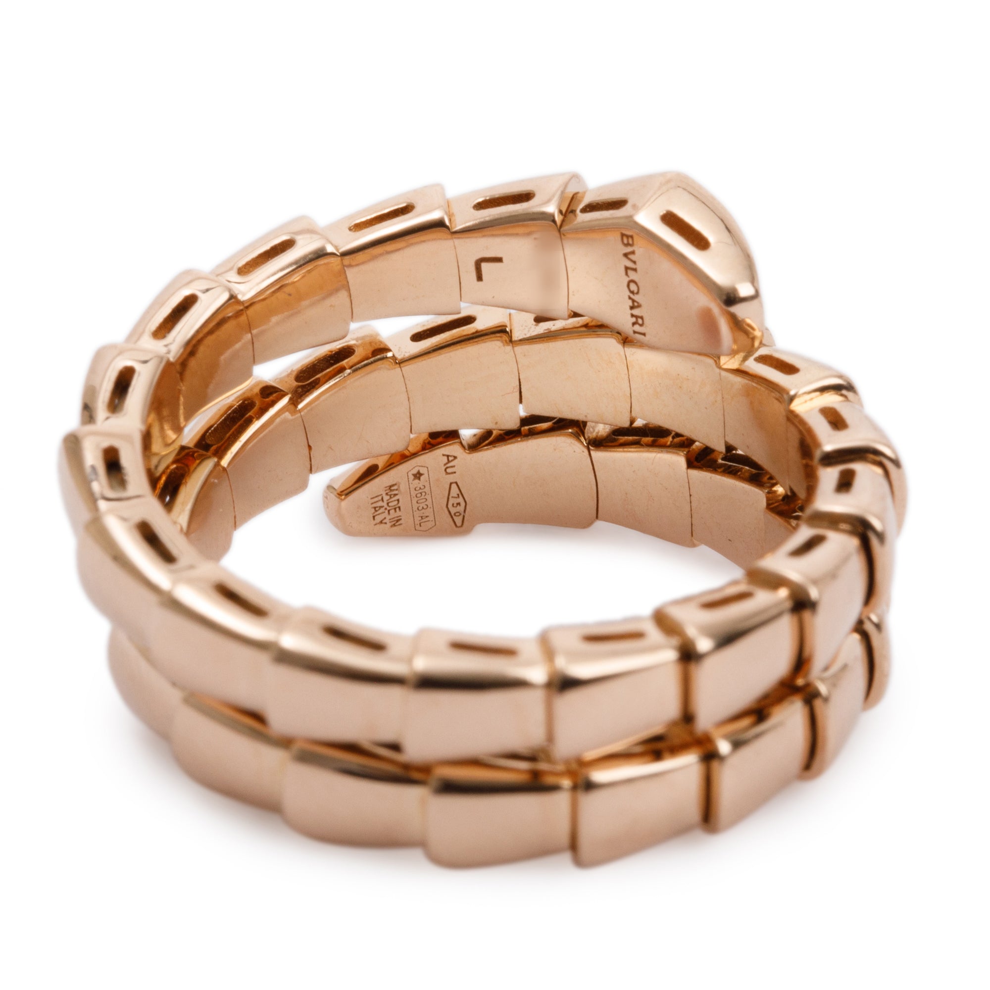 BVLGARI 18k Rose Gold Diamond Serpenti Viper Ring, Size L