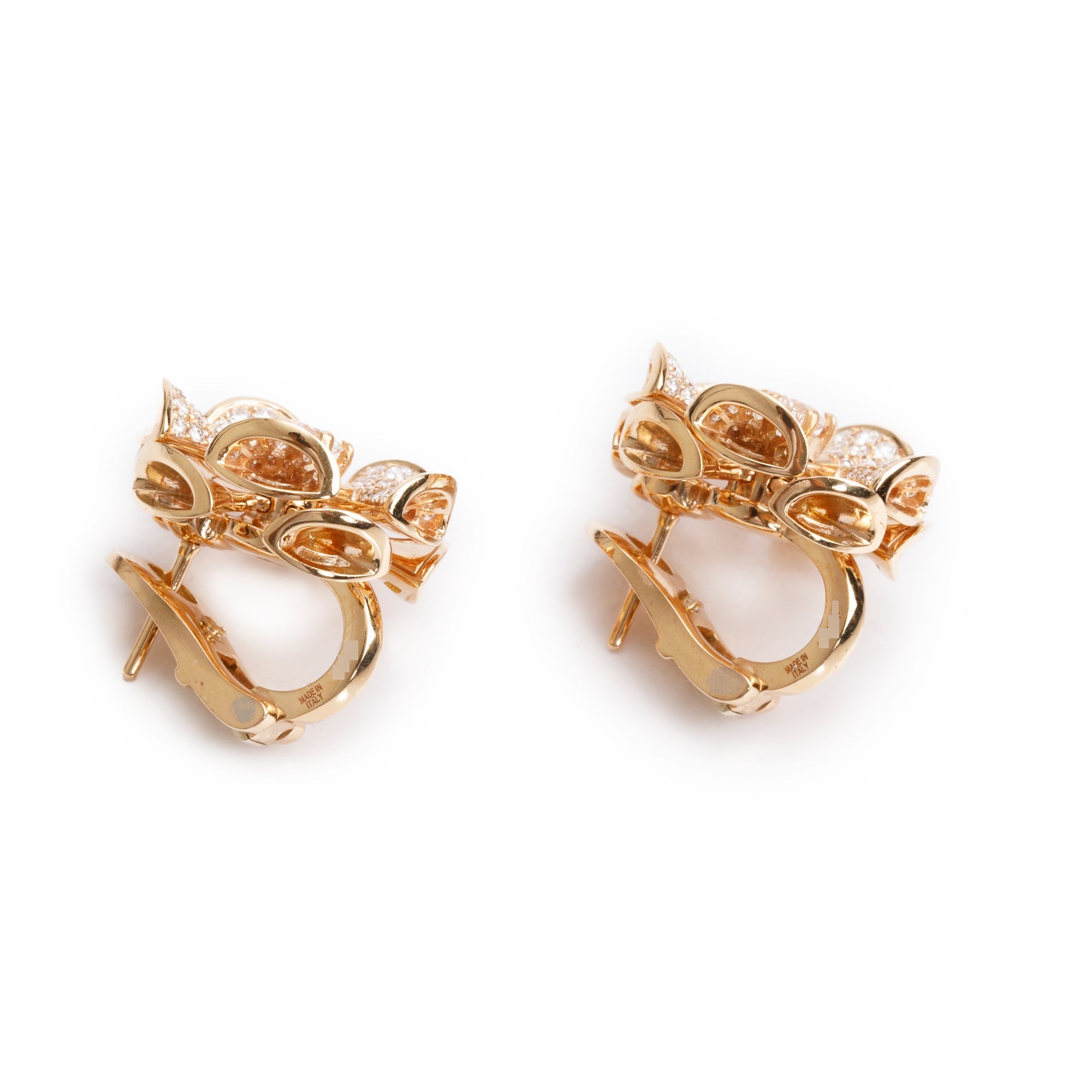 BVLGARI 18k Rose Gold Diva's Dream Diamond Flower Earrings w/ Box