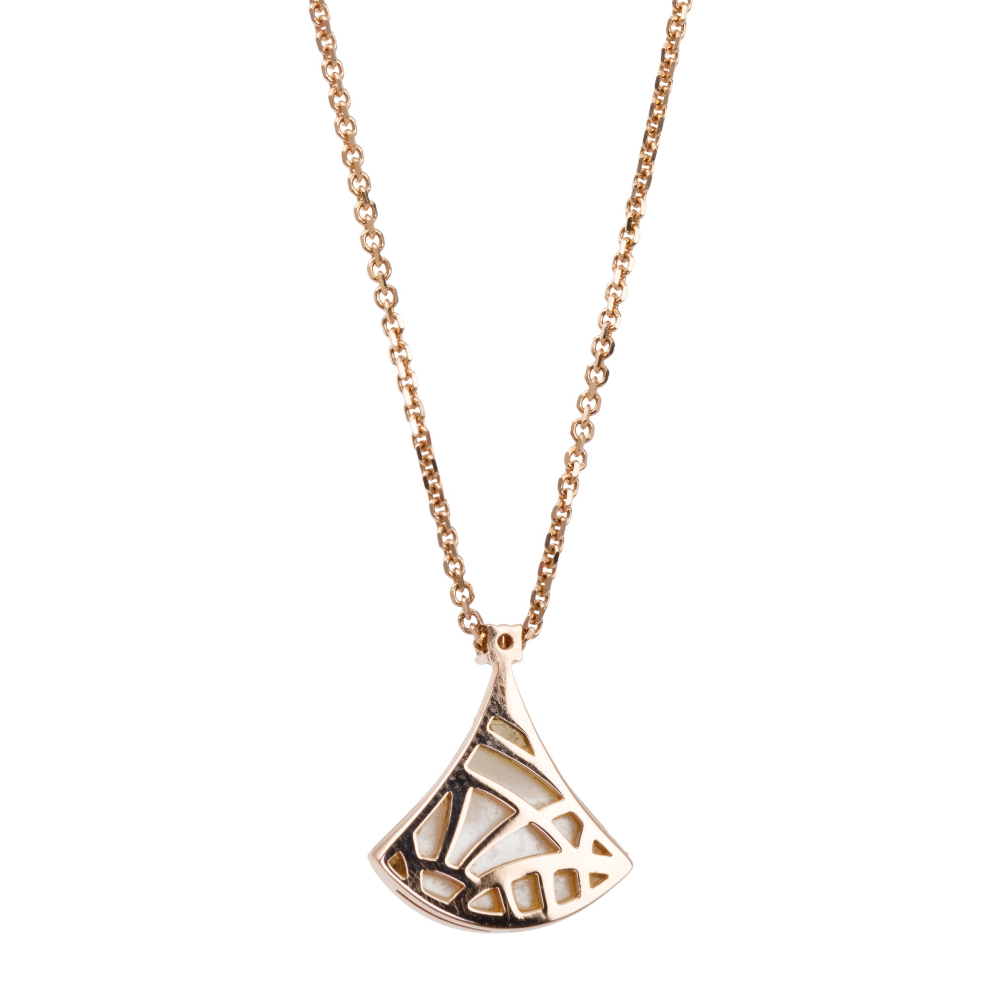 BVLGARI 18k Rose Gold Mother of Pearl & Diamond Diva's Dream Pendant Necklace w/ Box & Certificate