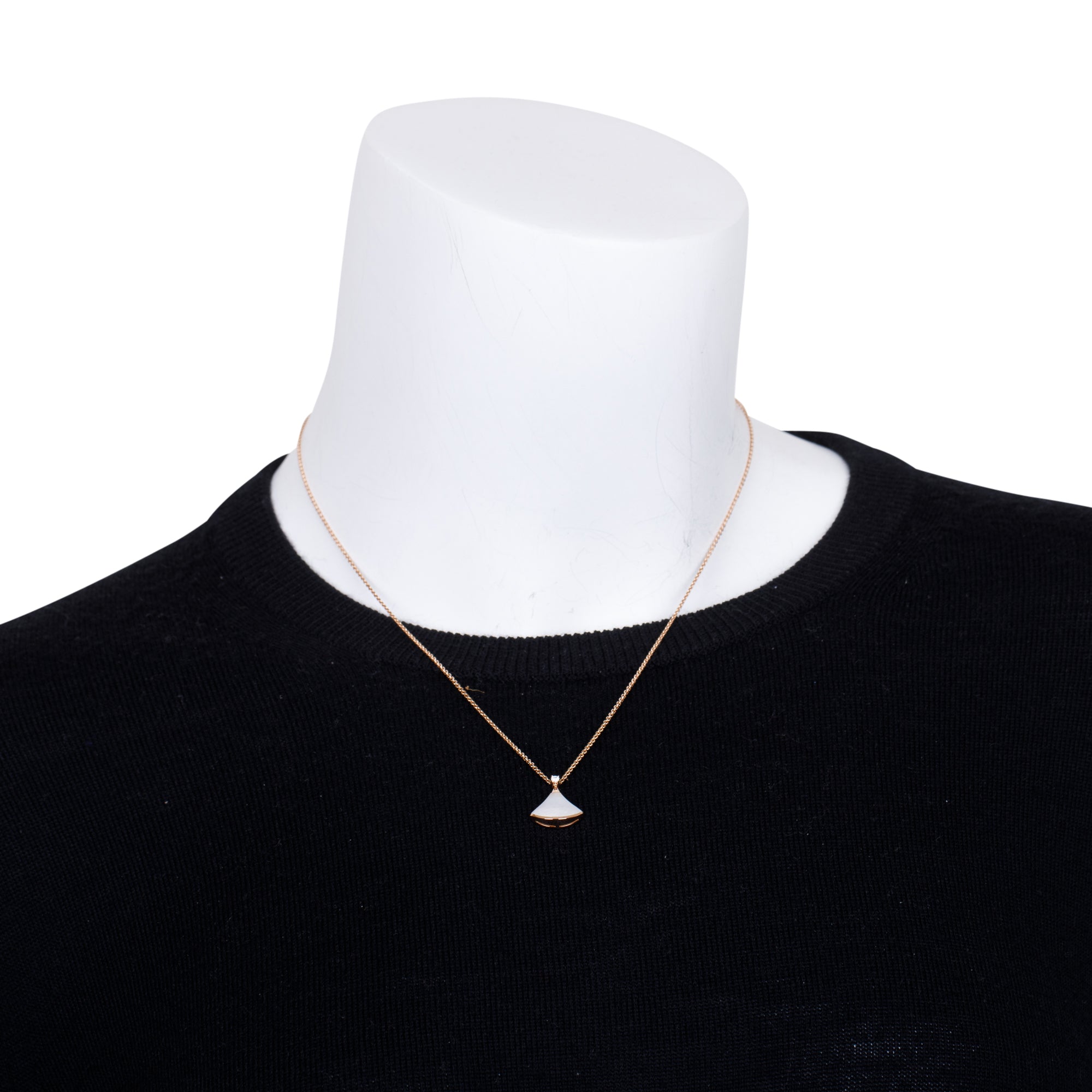 BVLGARI 18k Rose Gold Mother of Pearl & Diamond Diva's Dream Pendant Necklace w/ Box & Certificate