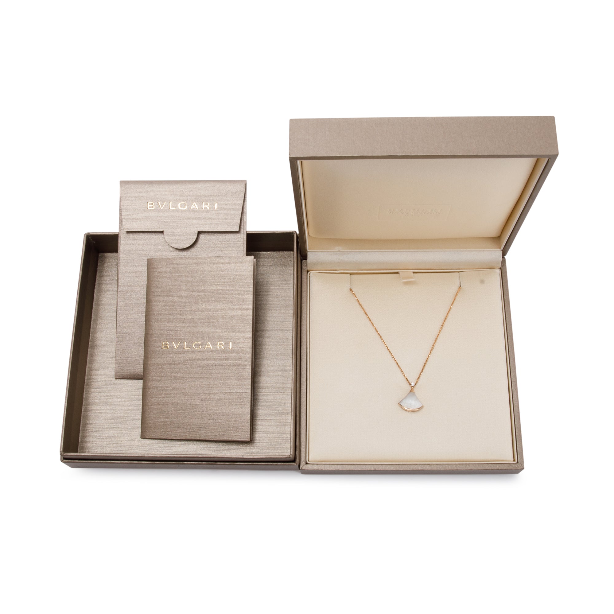 BVLGARI 18k Rose Gold Mother of Pearl & Diamond Diva's Dream Pendant Necklace w/ Box & Certificate