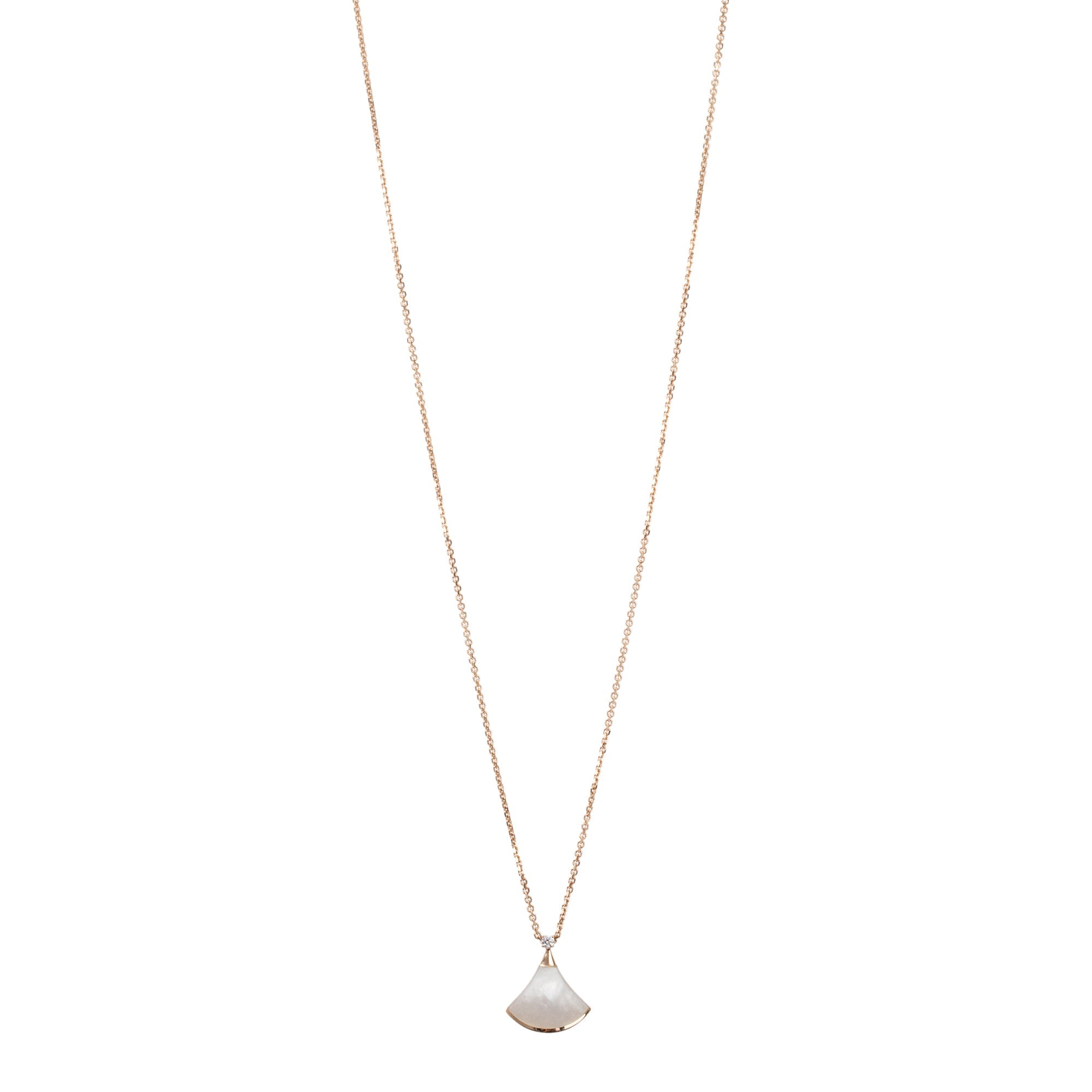 BVLGARI 18k Rose Gold Mother of Pearl & Diamond Diva's Dream Pendant Necklace w/ Box & Certificate