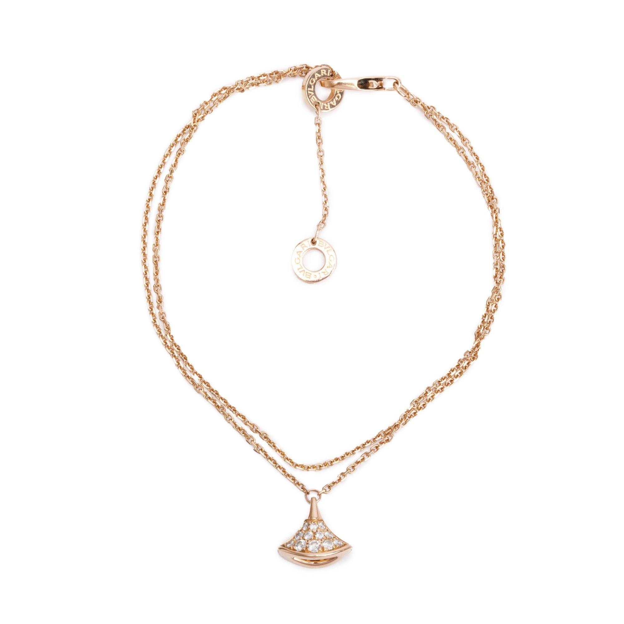 BVLGARI 18k Rose Gold Pave Diamond Diva's Dream Bracelet w/ Box & Certificate